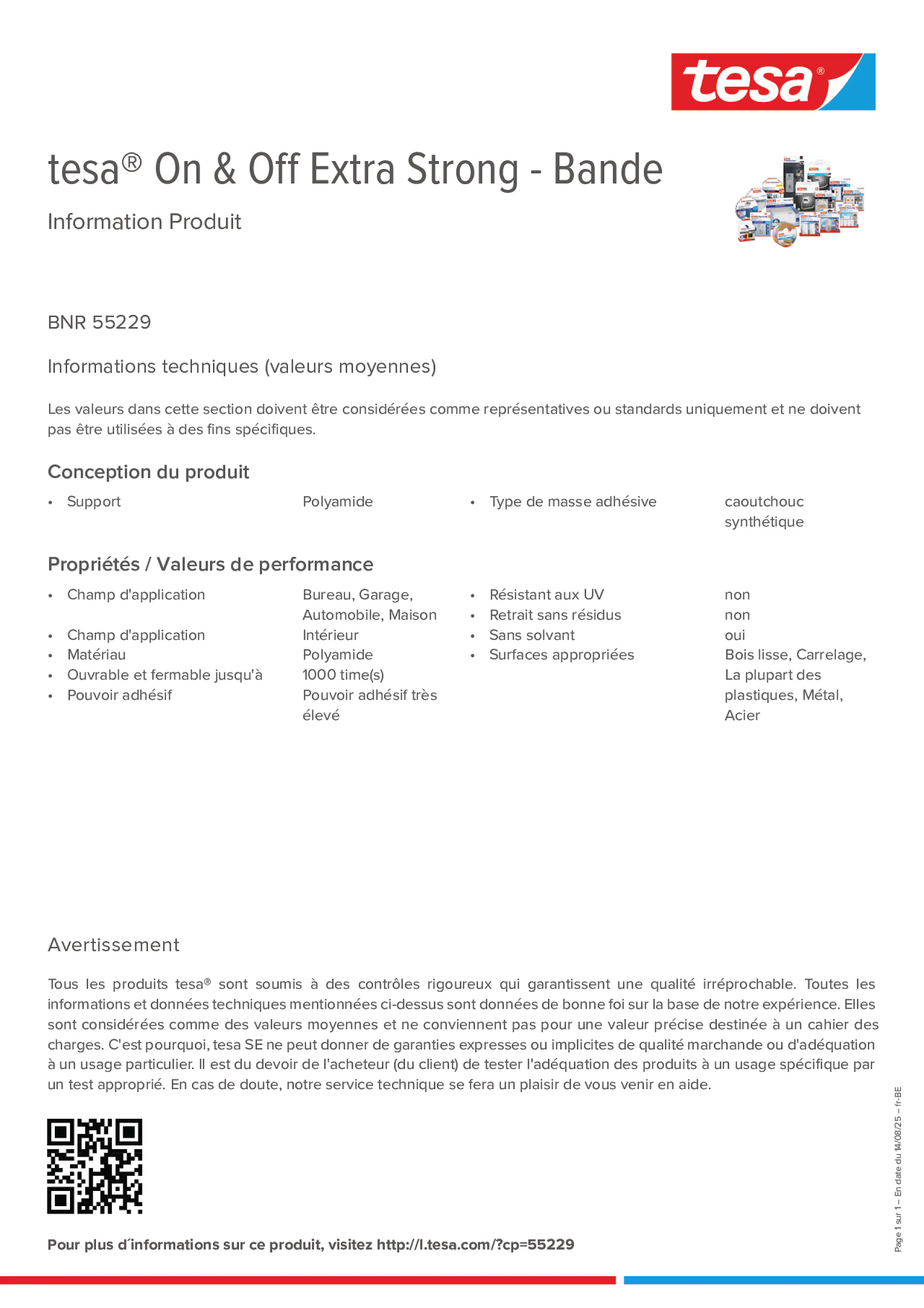Product information_tesa® On & Off 55229_fr-BE_nl-BE