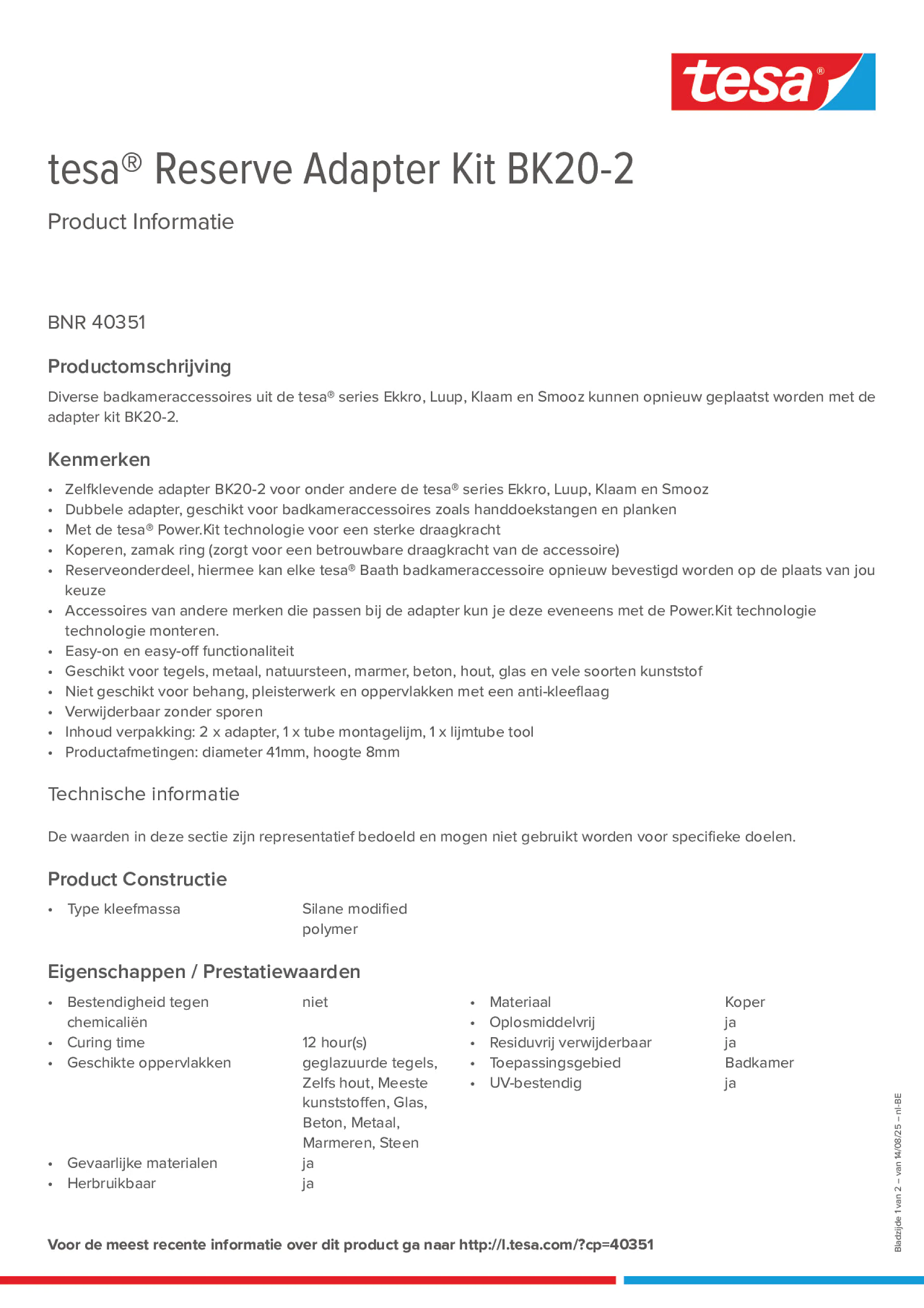 Product information_tesa® 40351_fr-BE_nl-BE