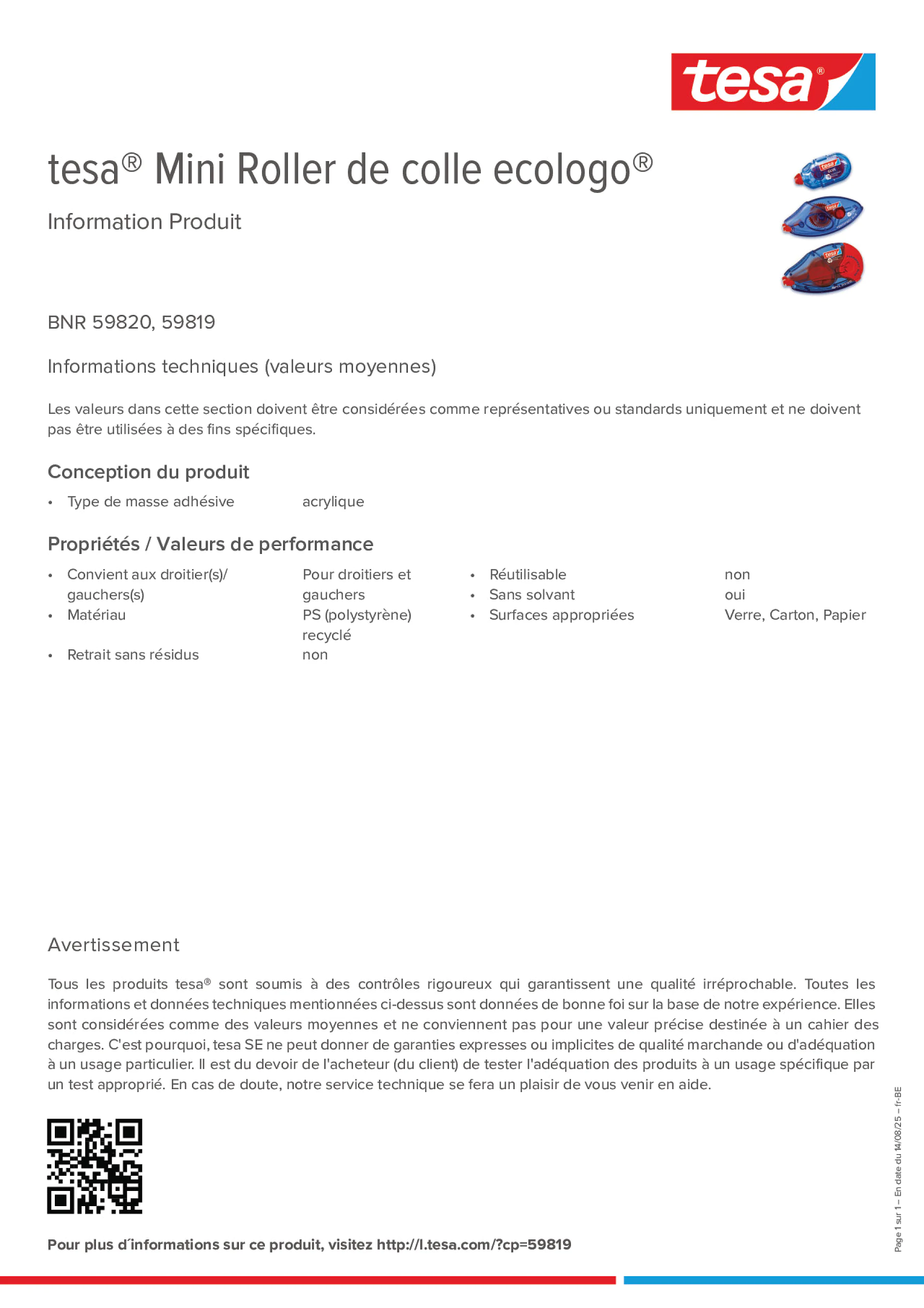 Product information_tesa® 59819_fr-BE_nl-BE
