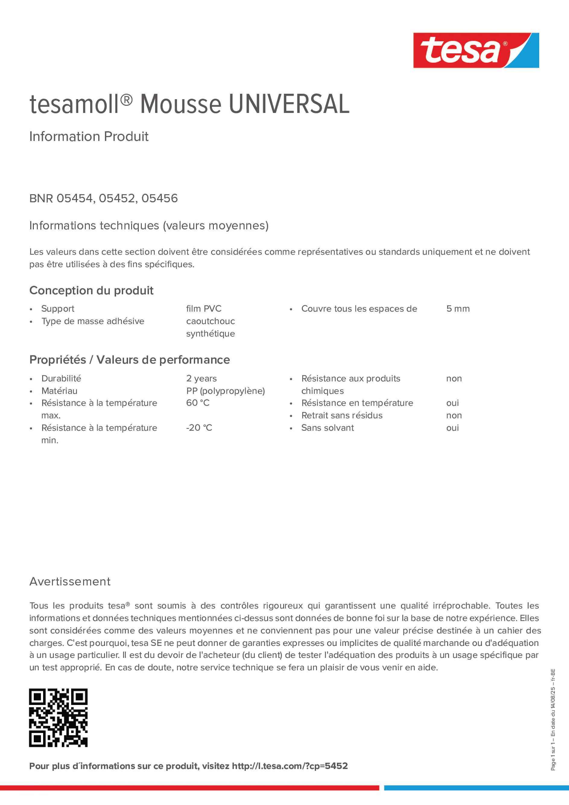 Product information_tesamoll® 55604_fr-BE_nl-BE