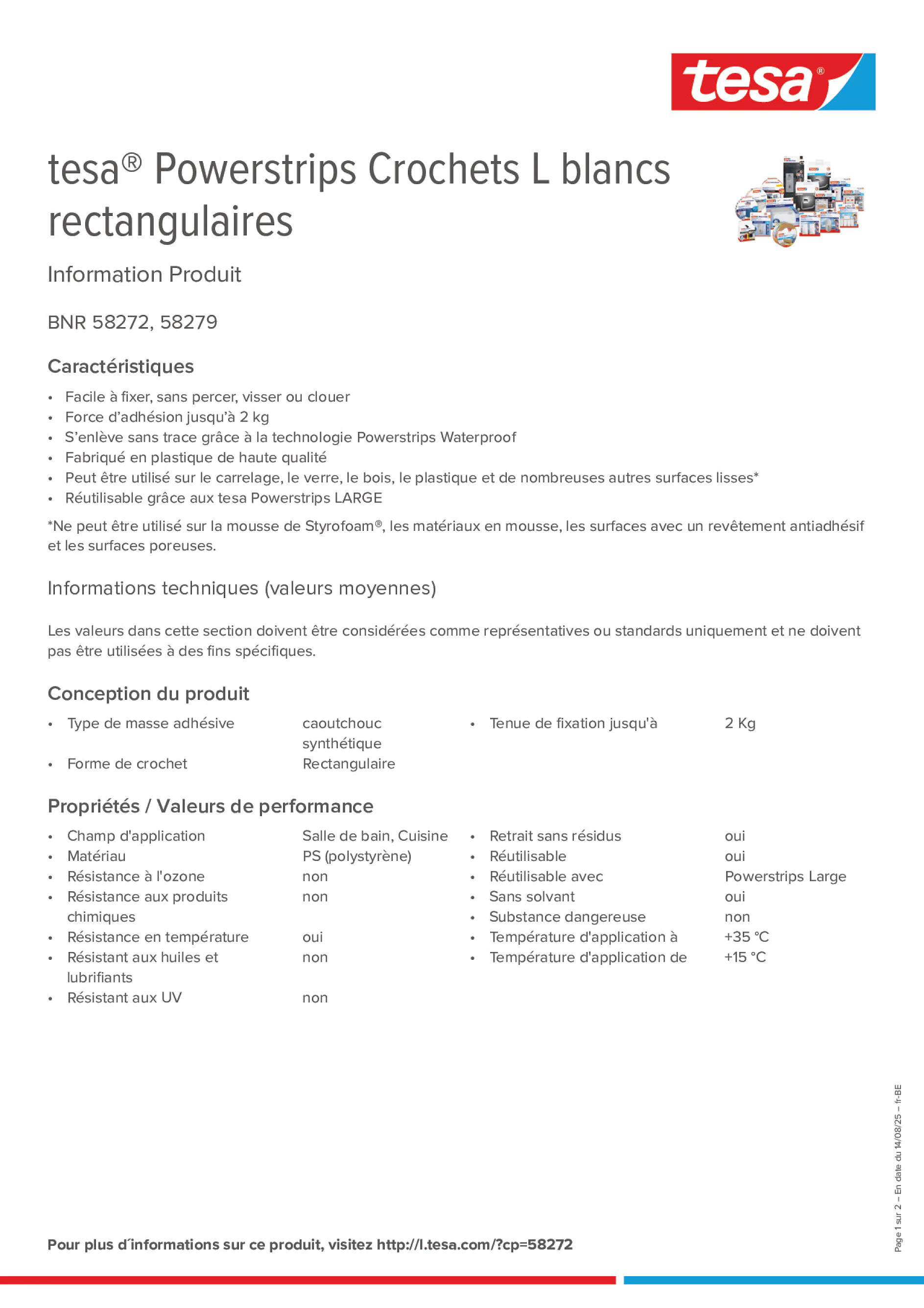Product information_tesa® Powerstrips 58272_fr-BE_nl-BE