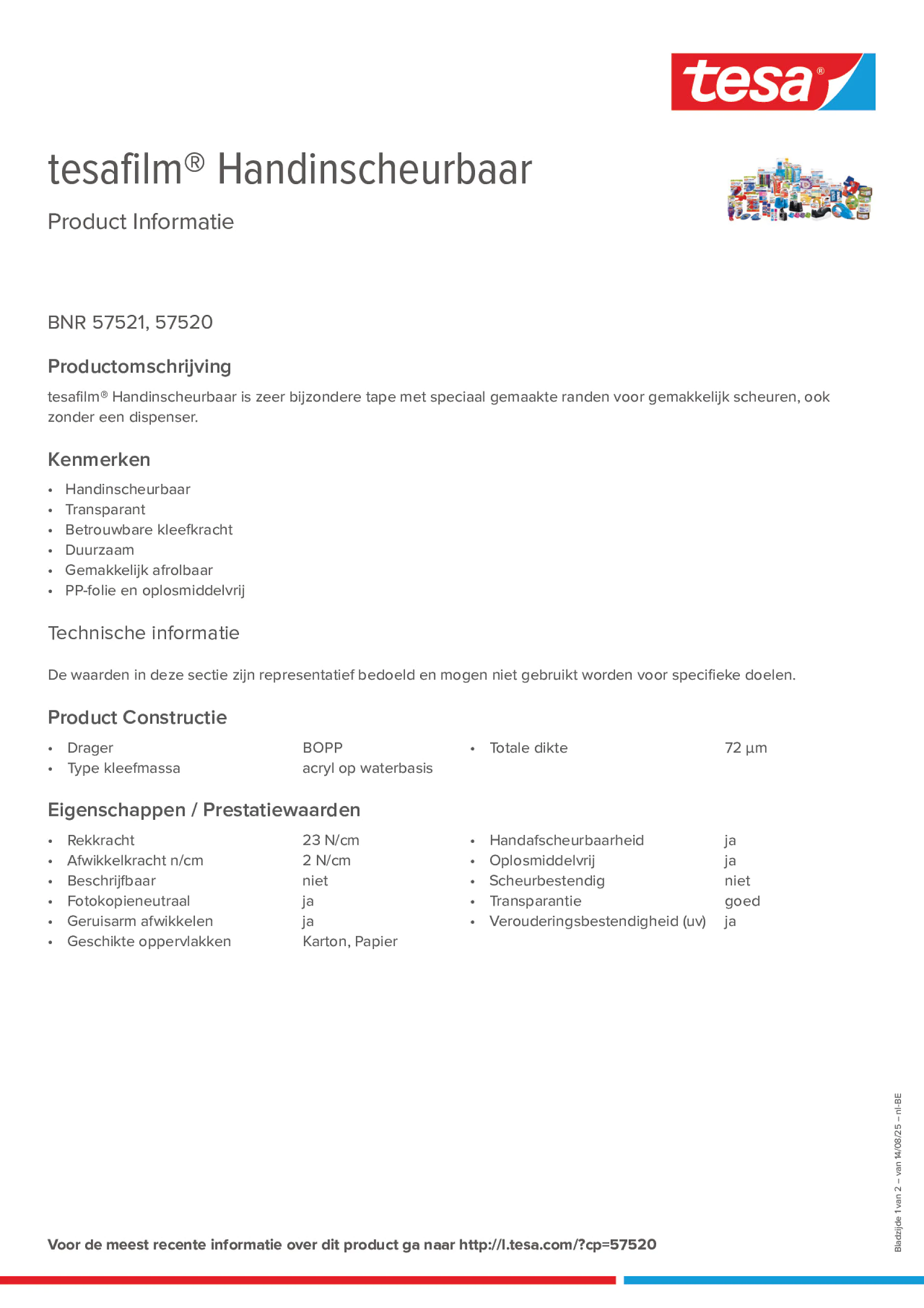 Product information_tesafilm® 57520_fr-BE_nl-BE