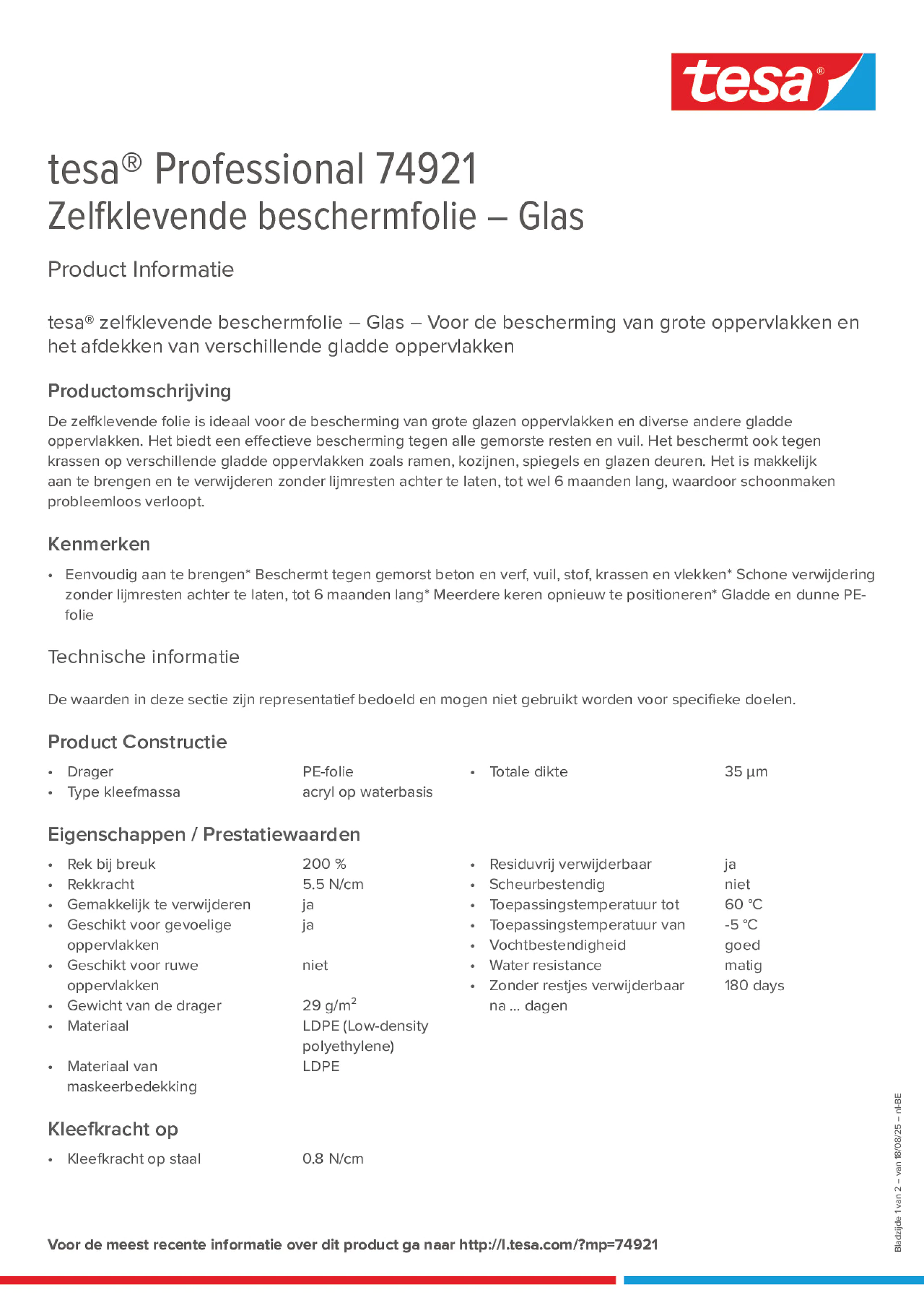 Product information_tesa® Professional 74921_fr-BE_nl-BE