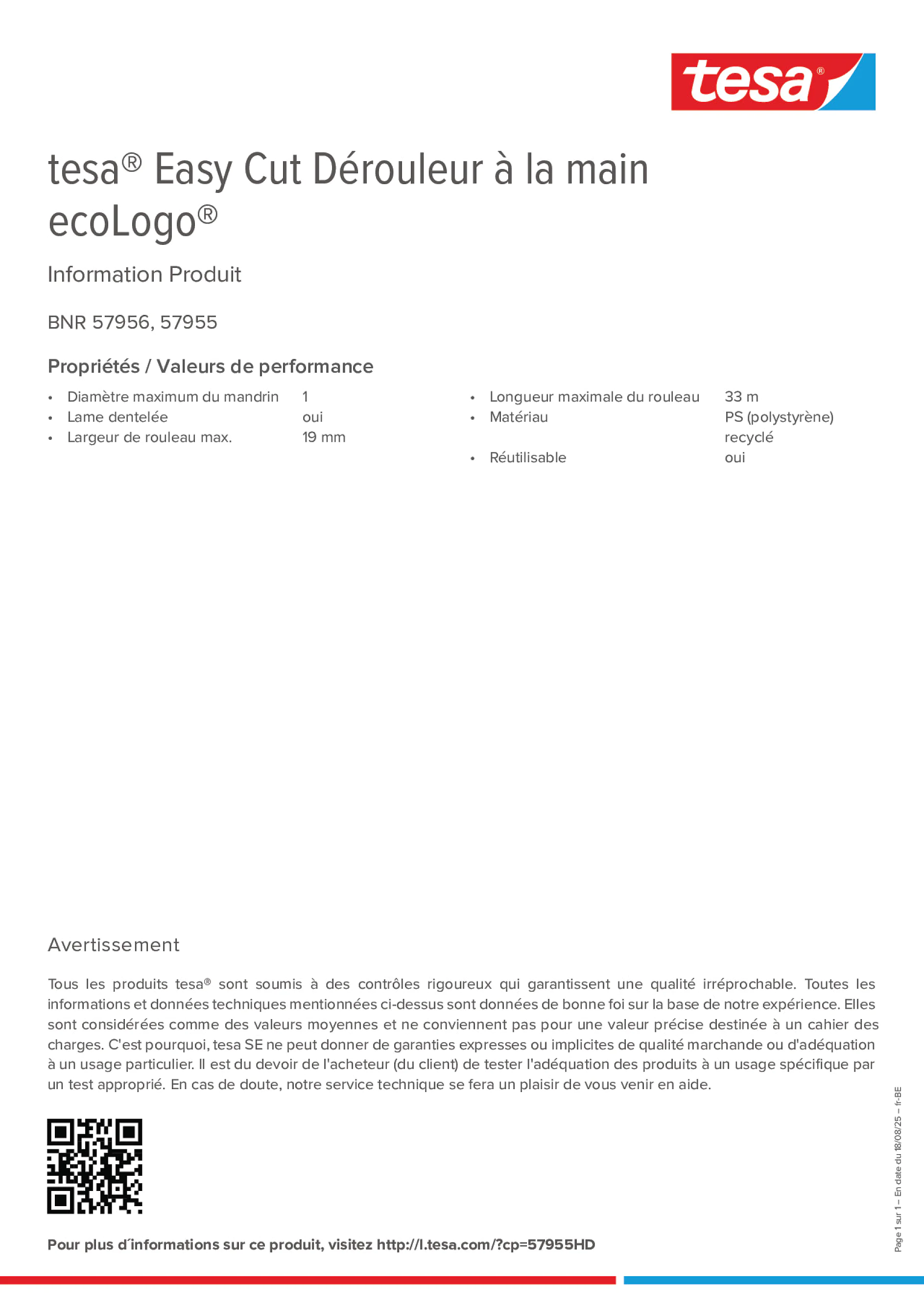 Product information_tesa® Easy Cut 57955_fr-BE_nl-BE
