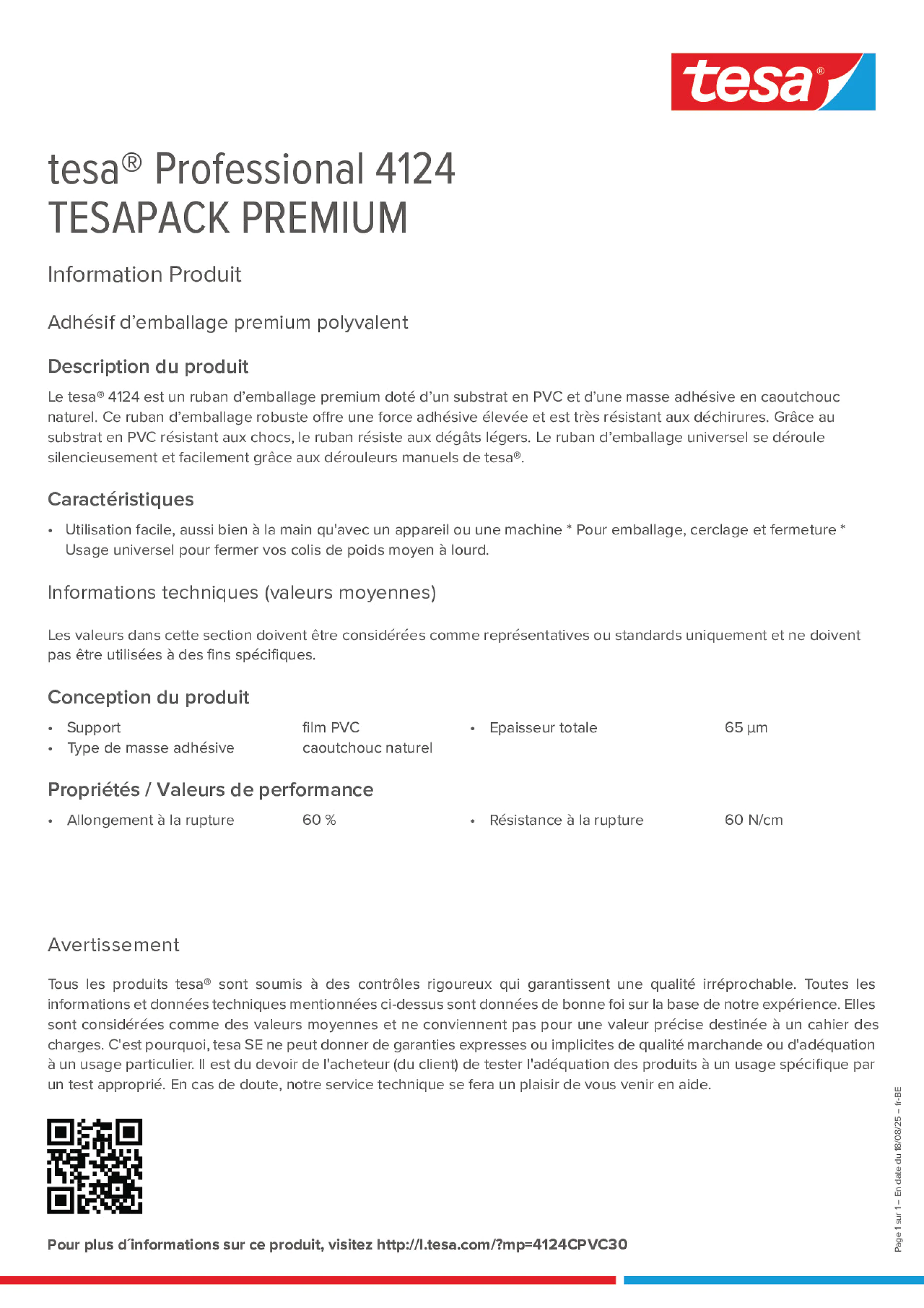 Product information_tesa® Professional 04124_fr-BE_nl-BE