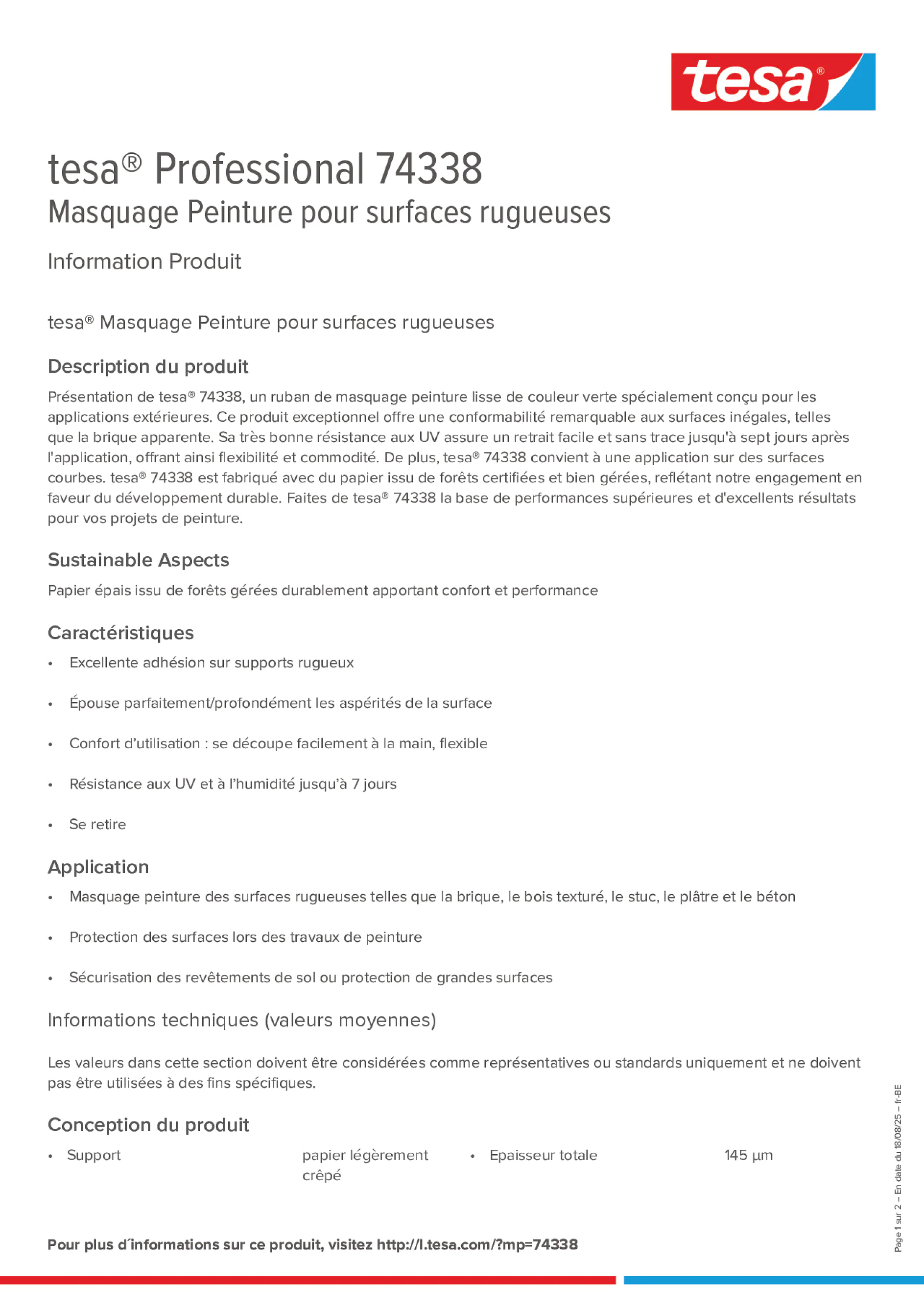 Product information_tesa® Professional 74338_fr-BE_nl-BE