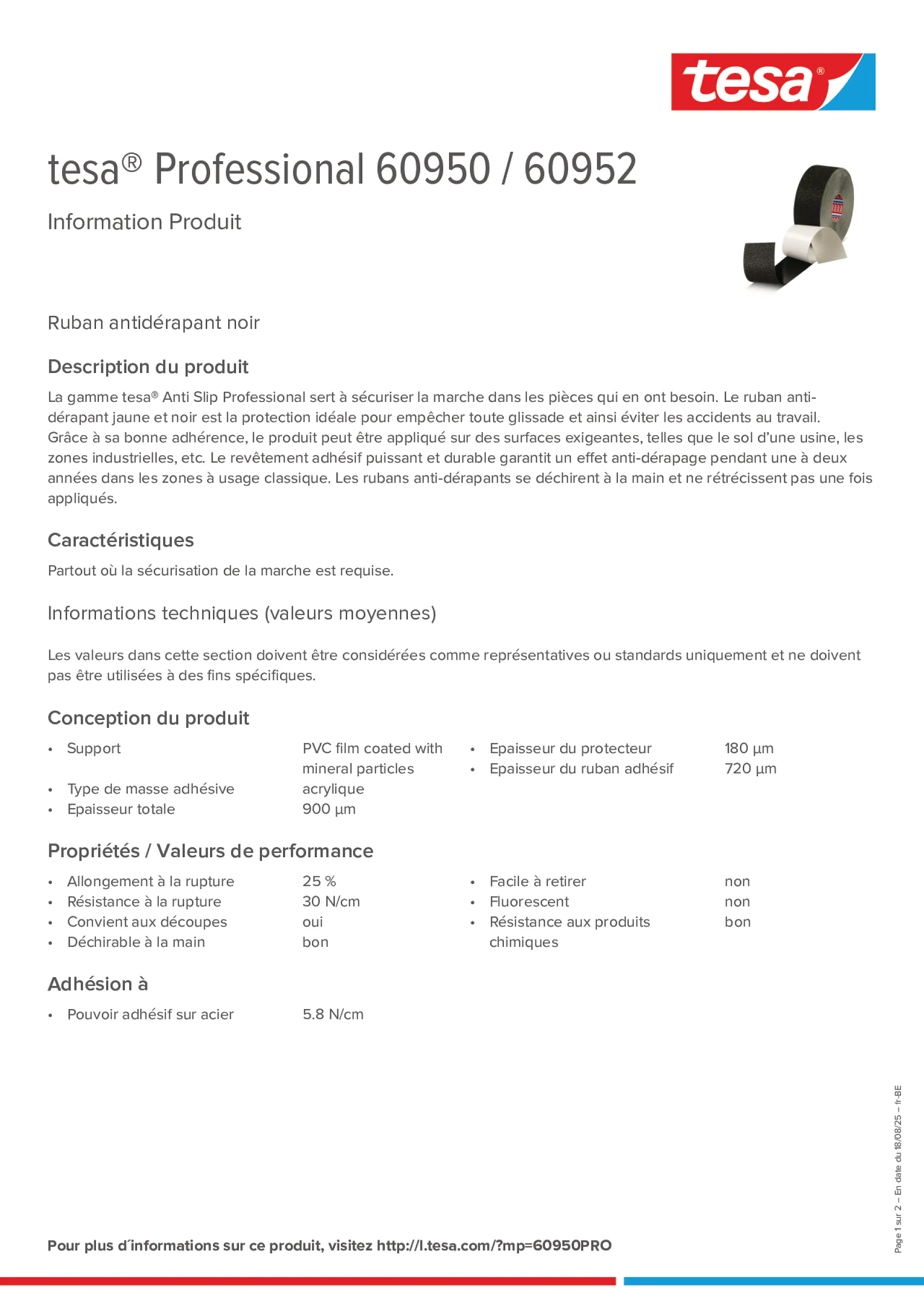 Product information_tesa® Professional 60950 / 60952_fr-BE_nl-BE