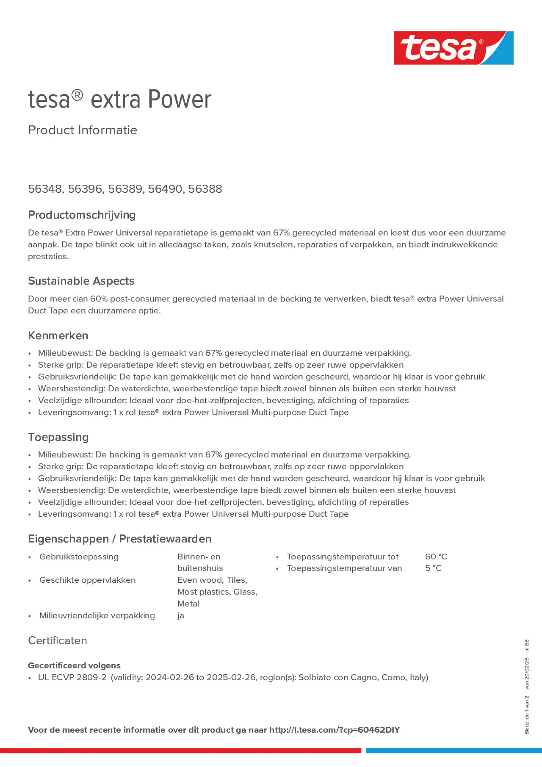 Product information_tesa® extra Power 60462DIY_fr-BE_nl-BE