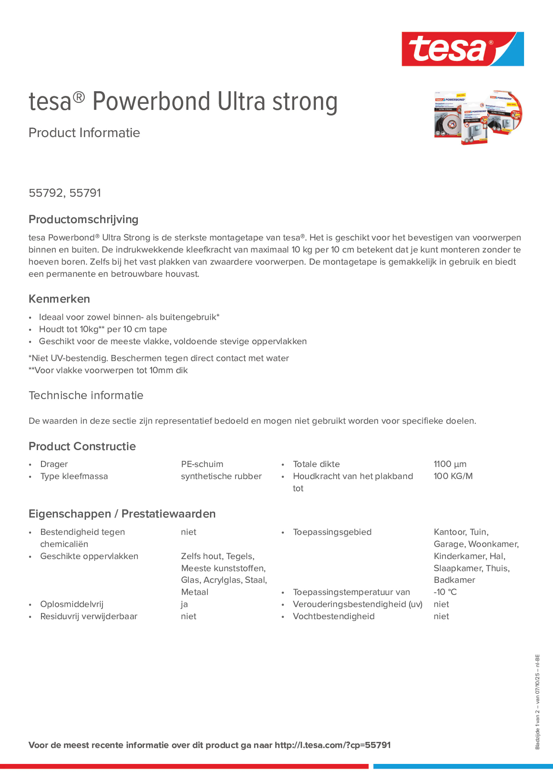 Product information_tesa® Powerbond 55791_fr-BE_nl-BE