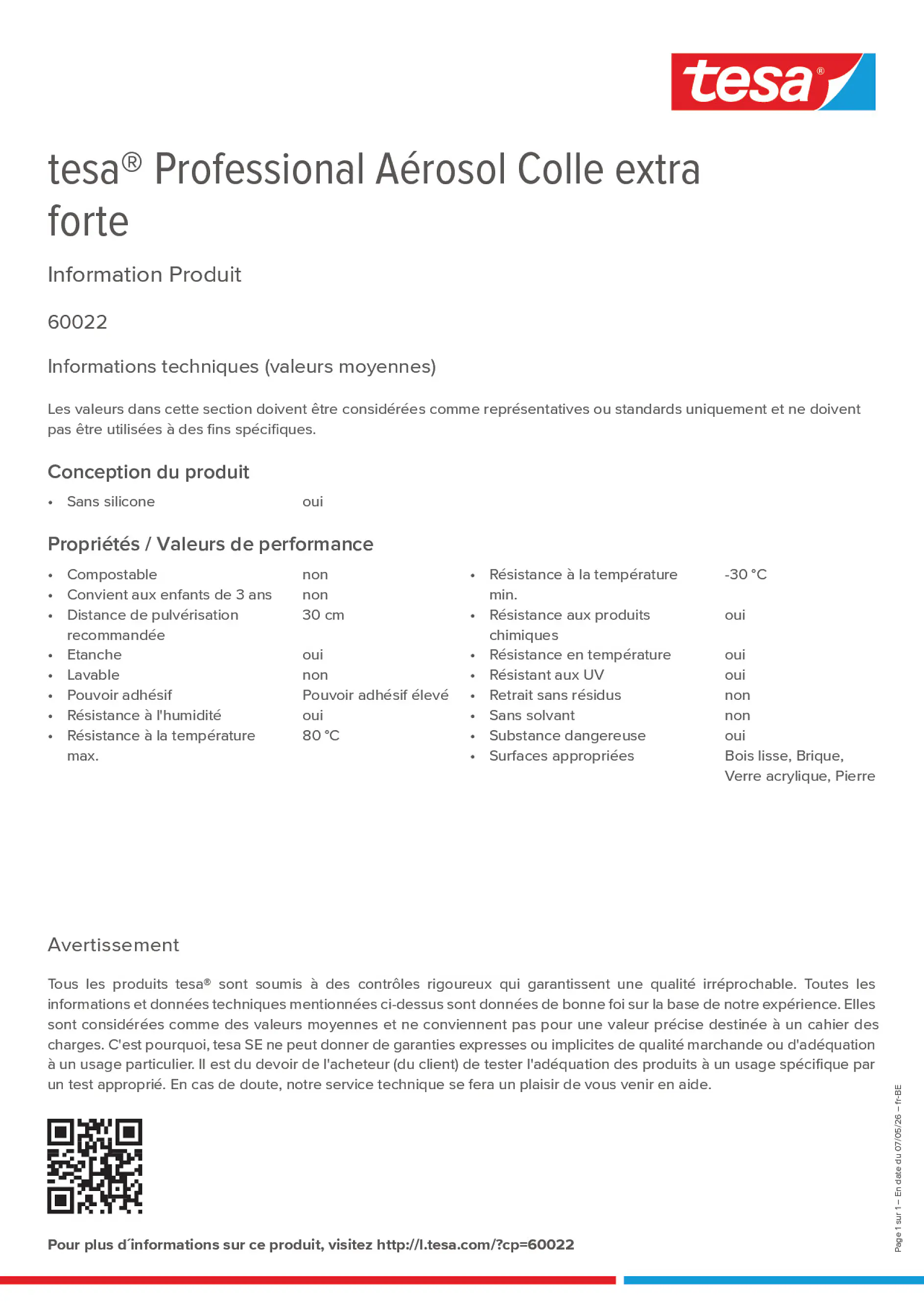 Product information_tesa® Professional 60022_fr-BE_nl-BE