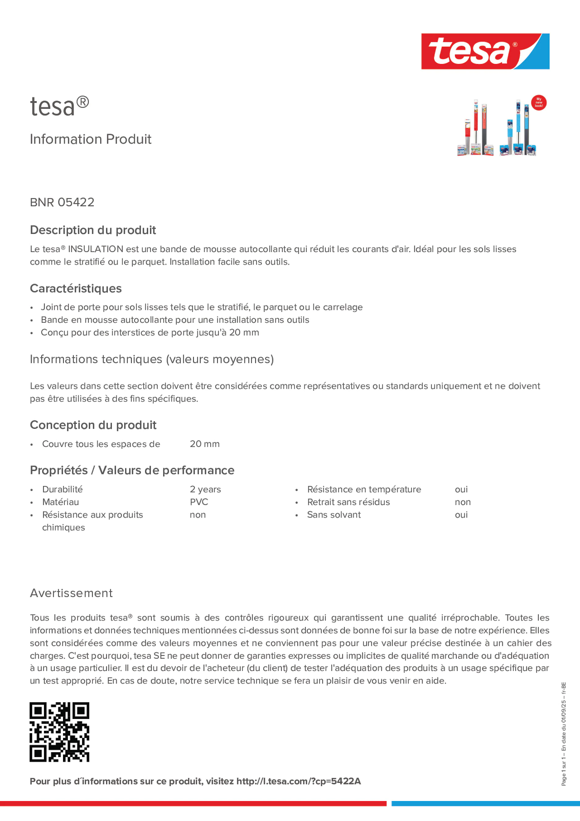 Product information_tesa® 05422_fr-BE_nl-BE