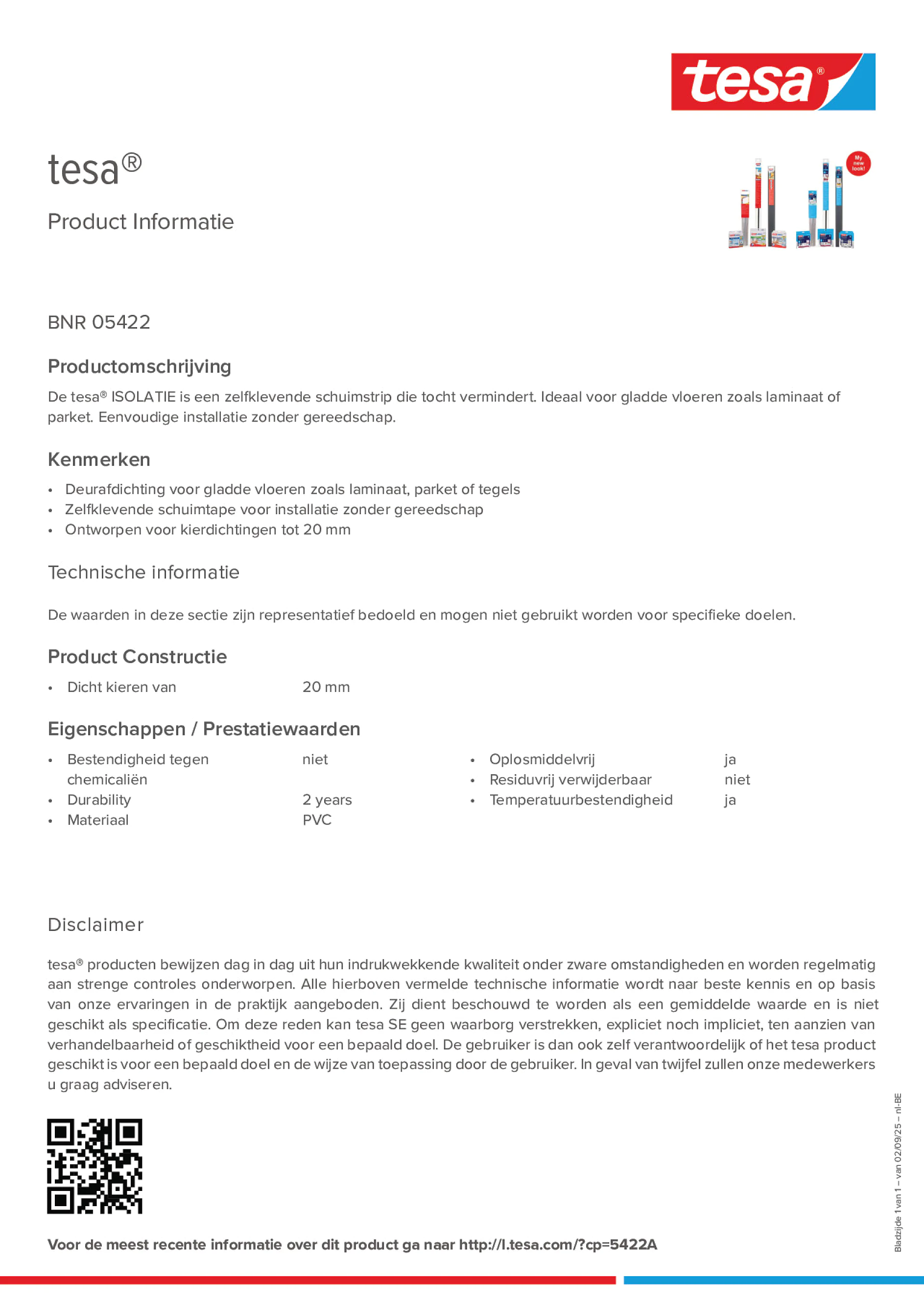 Product information_tesa® 05422_fr-BE_nl-BE