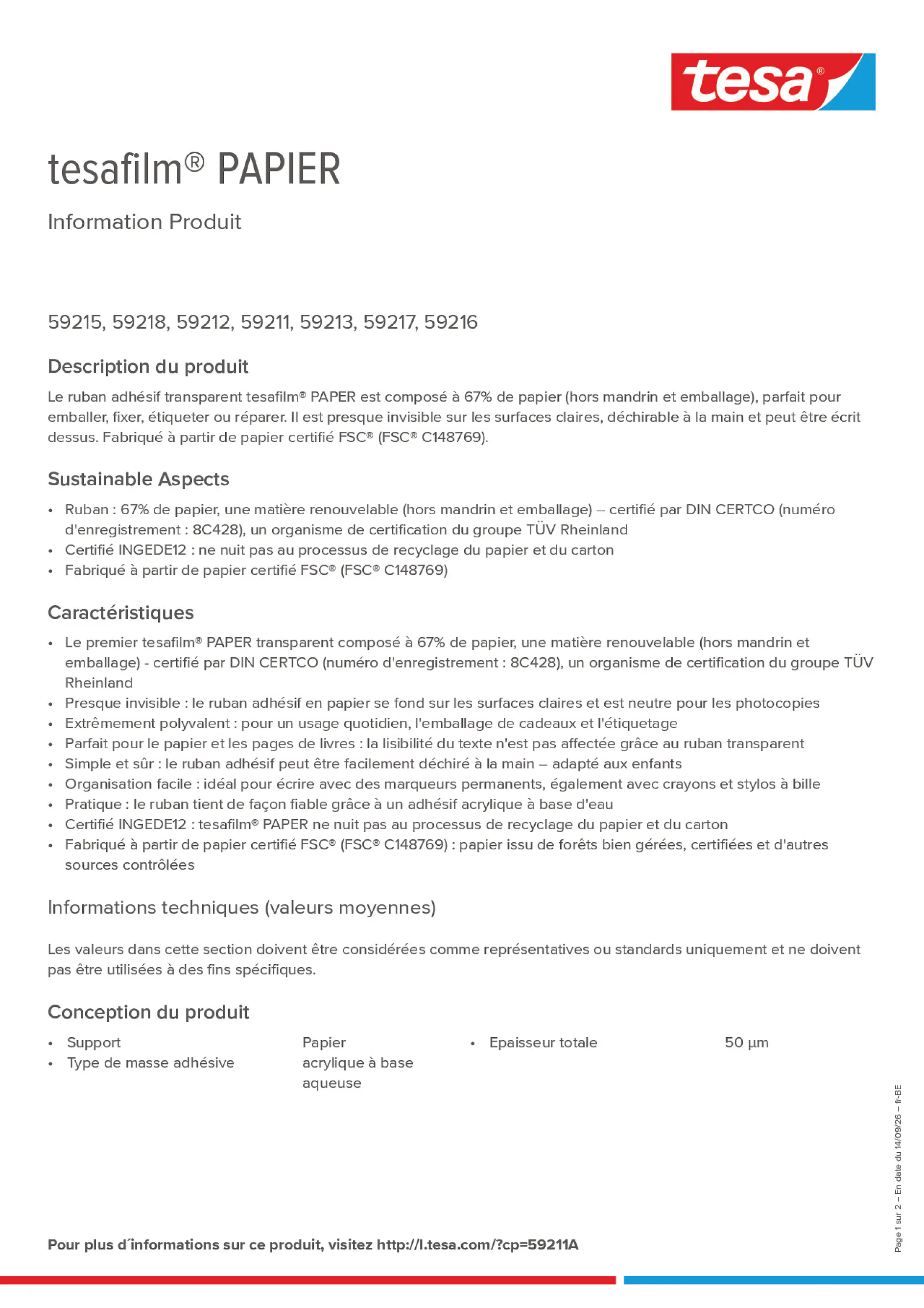 Product information_tesafilm® 59211A_fr-BE_nl-BE