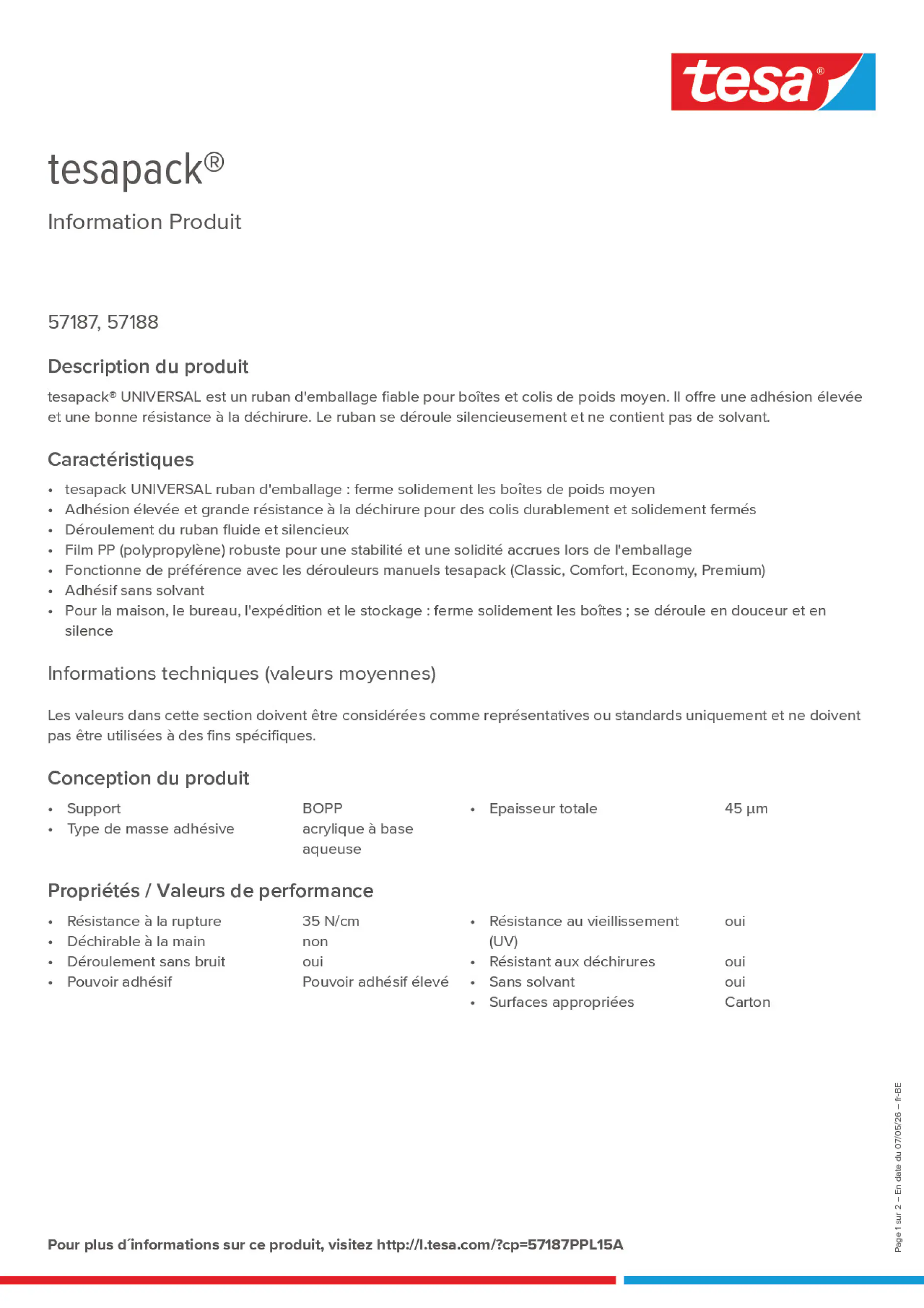 Product information_tesapack® 57187PPL15A_fr-BE_nl-BE