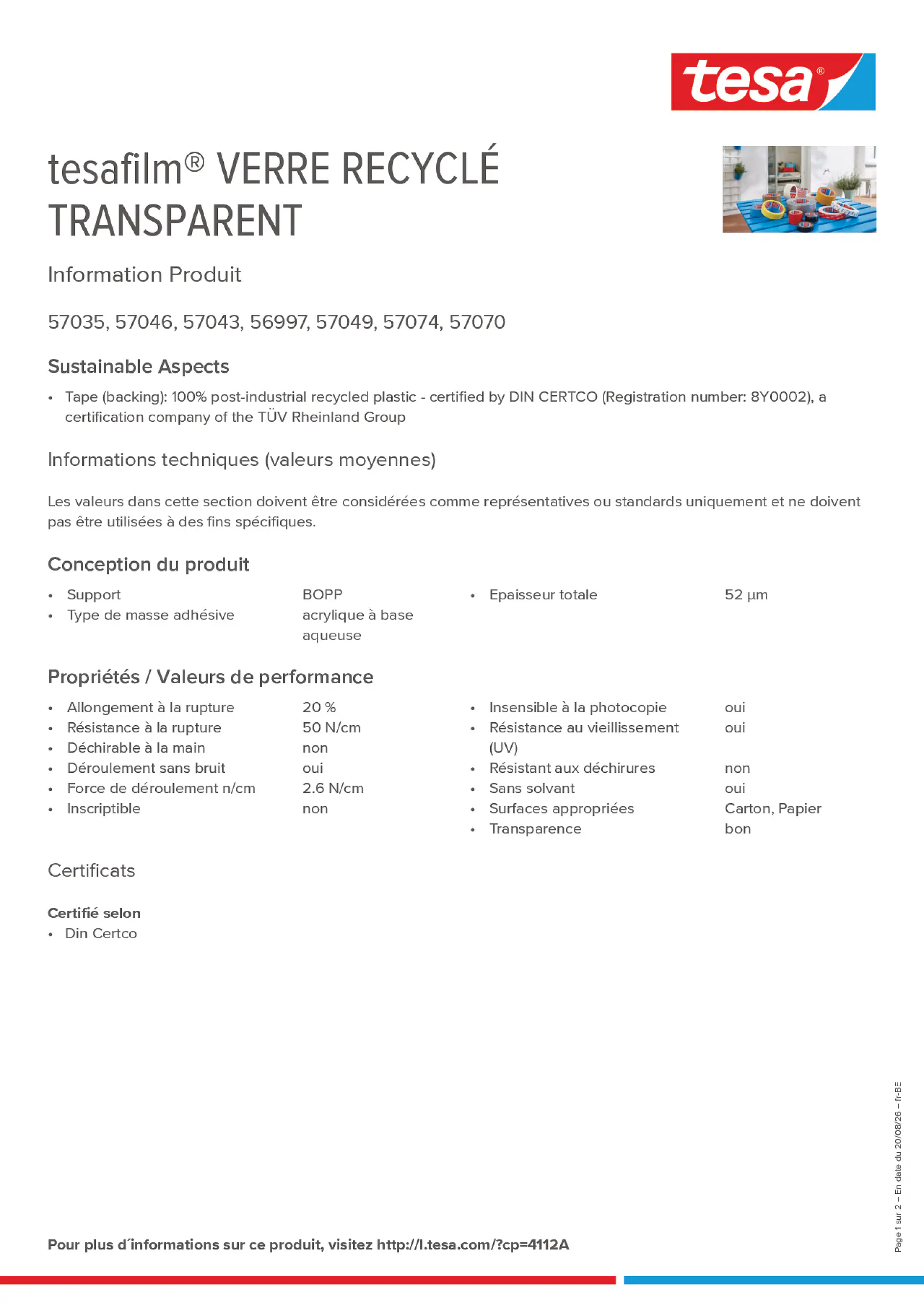 Product information_tesafilm® 57035_fr-BE_nl-BE