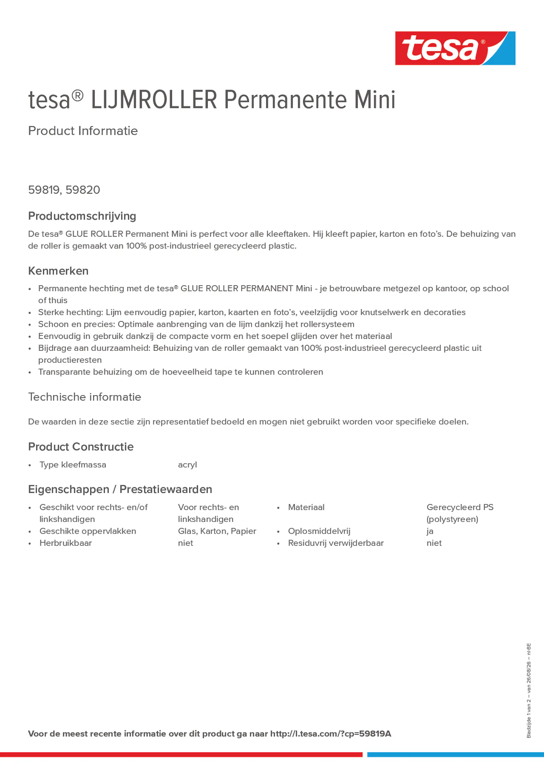 Product information_tesa® 59819A_fr-BE_nl-BE