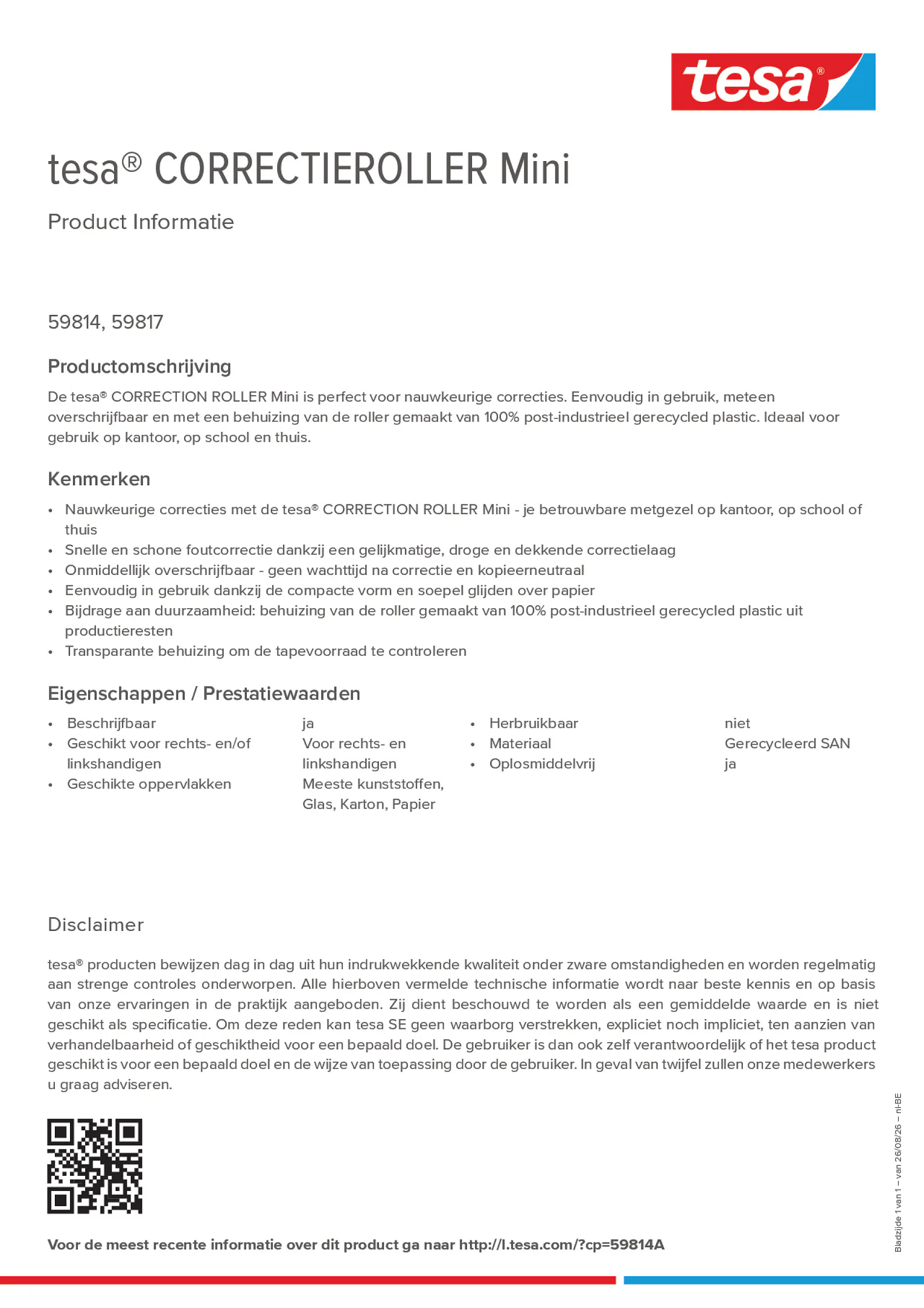Product information_tesa® 59814A_fr-BE_nl-BE
