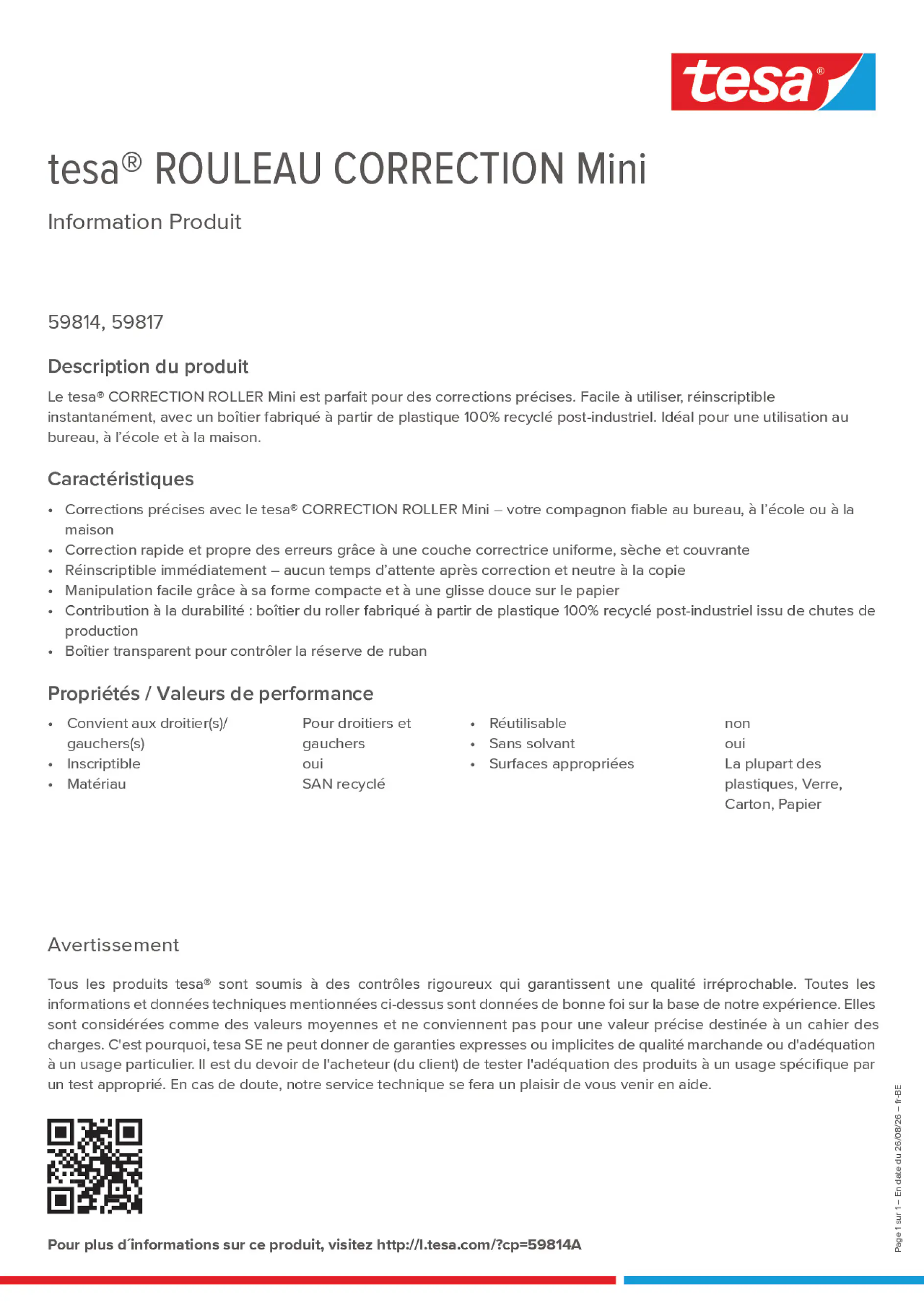 Product information_tesa® 59814A_fr-BE_nl-BE