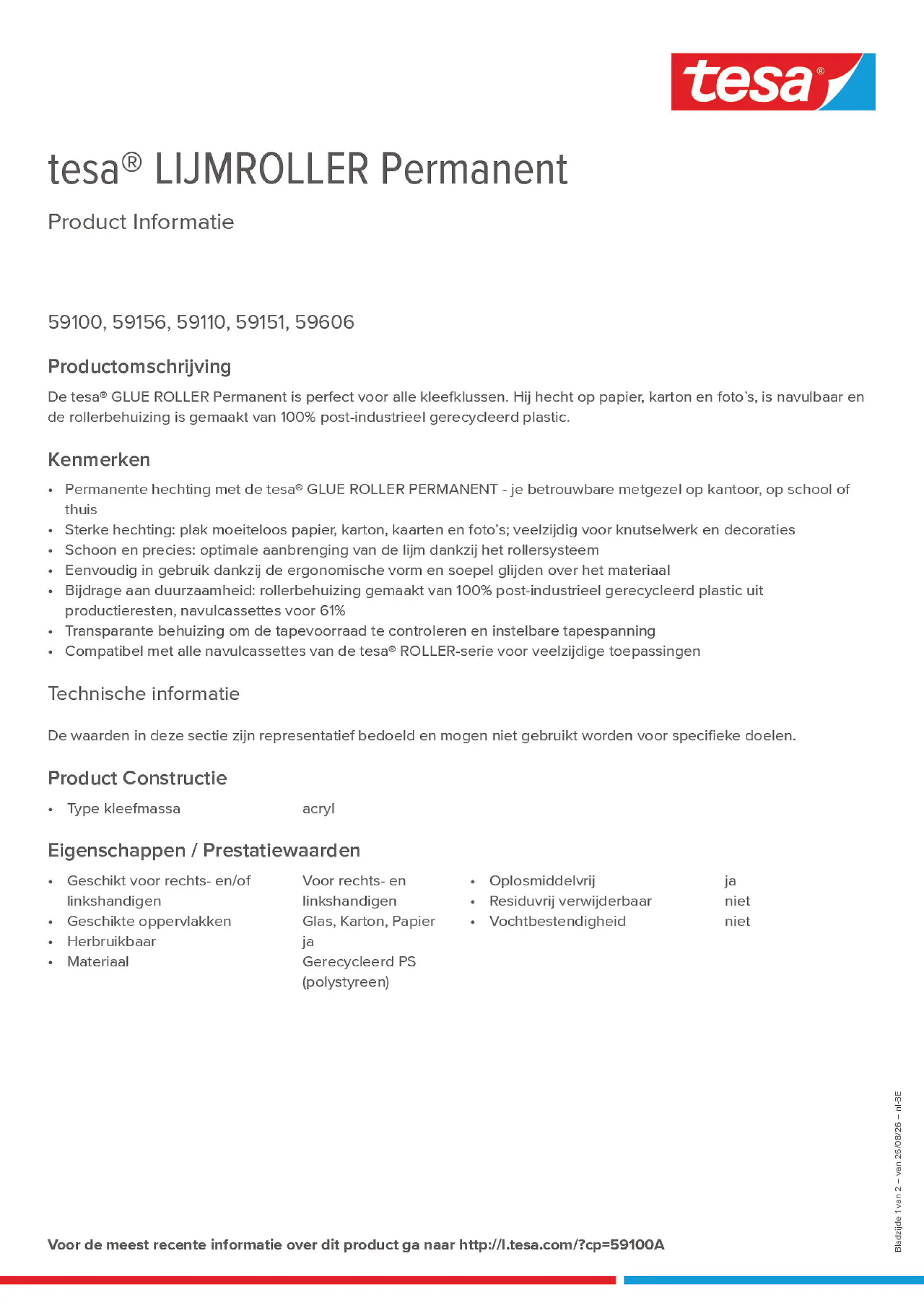 Product information_tesa® 59100A_fr-BE_nl-BE