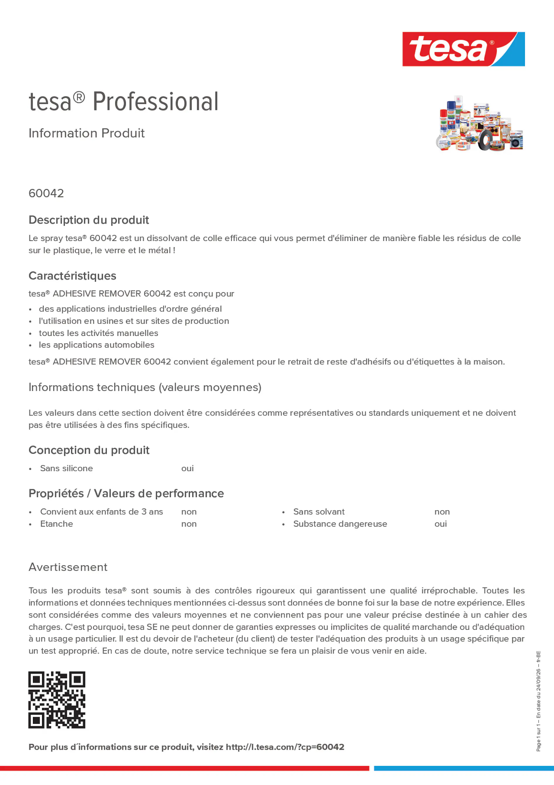 Product information_tesa® Professional 60042_fr-BE_nl-BE
