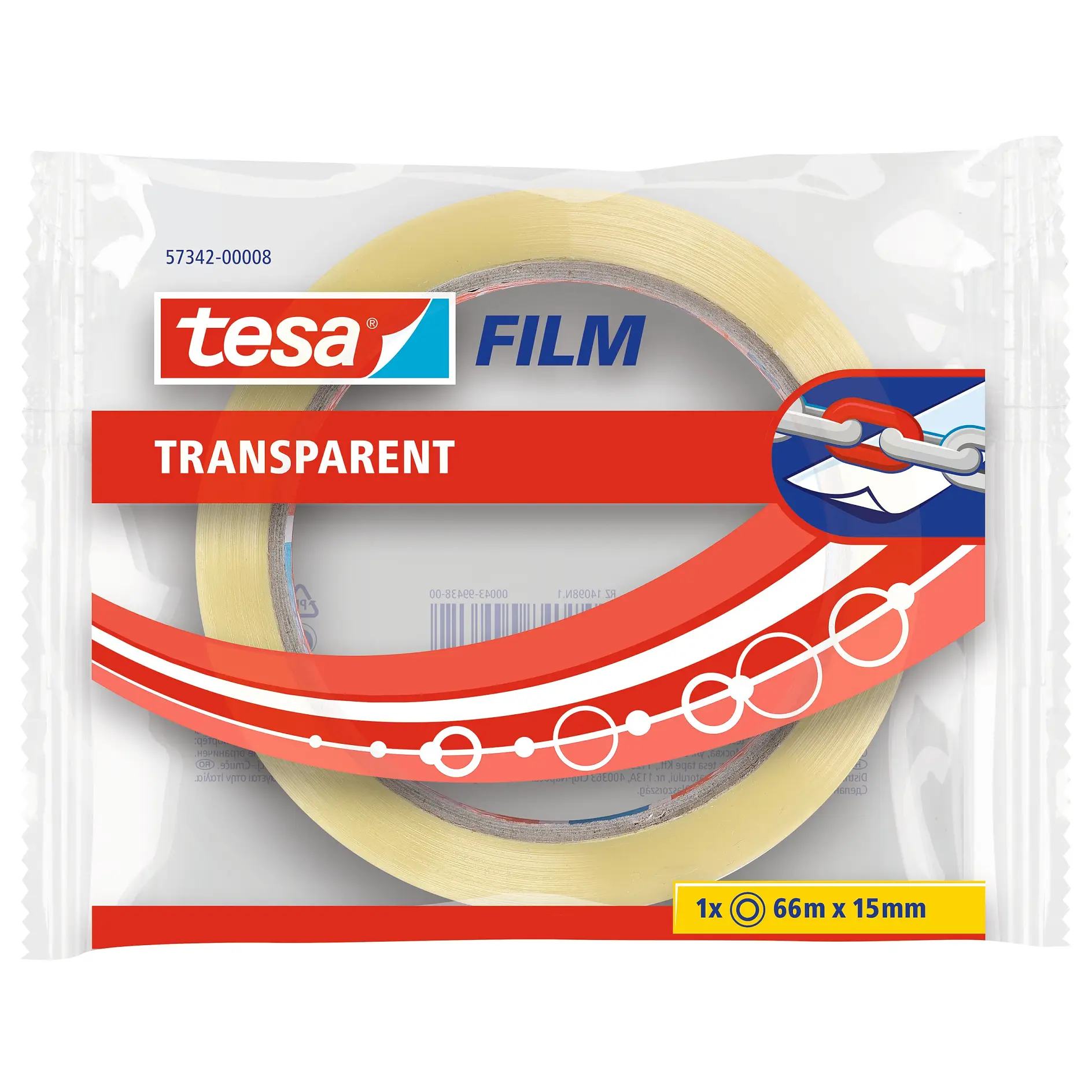 [en-en] 1 x tesafilm Transparent 66m x 15mm, Flowpack