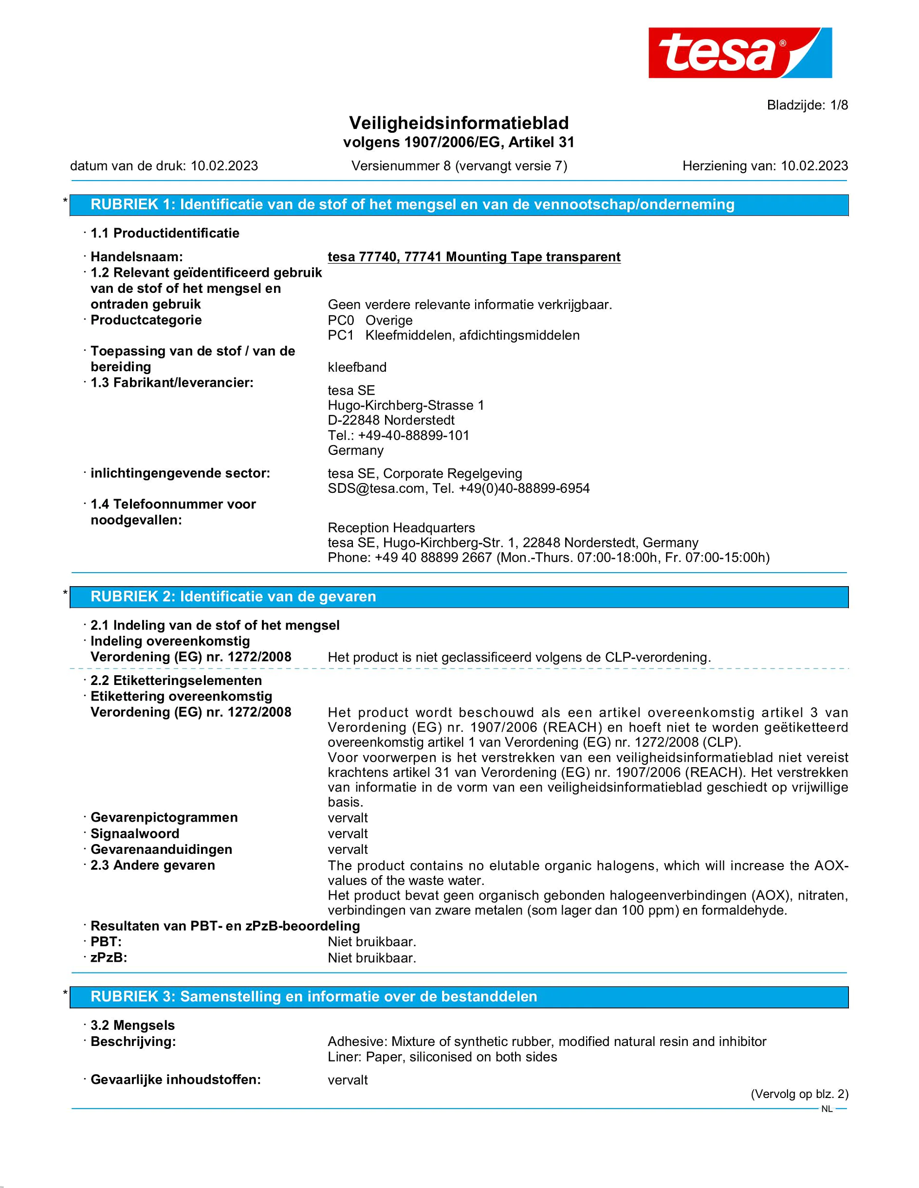 Safety data sheet_tesa® 77740_nl-NL_v8