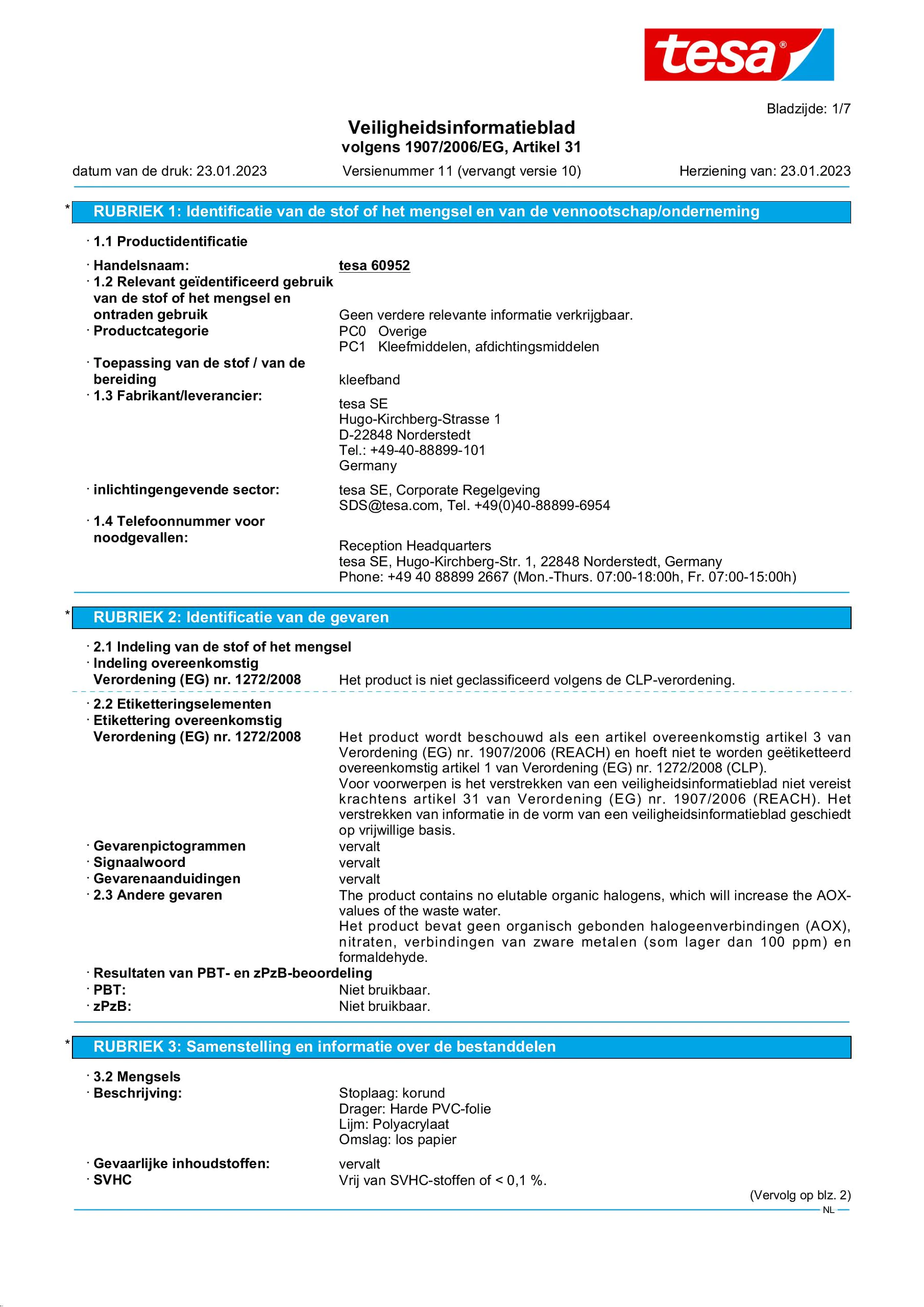 Safety data sheet_tesa® Professional 60950 / 60952_nl-NL_v11