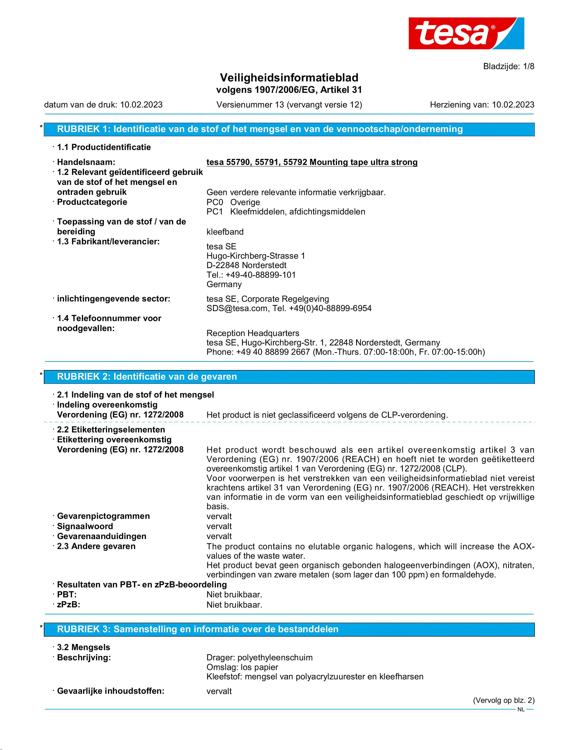 Safety data sheet_tesa® Powerbond 55791_nl-NL_v13
