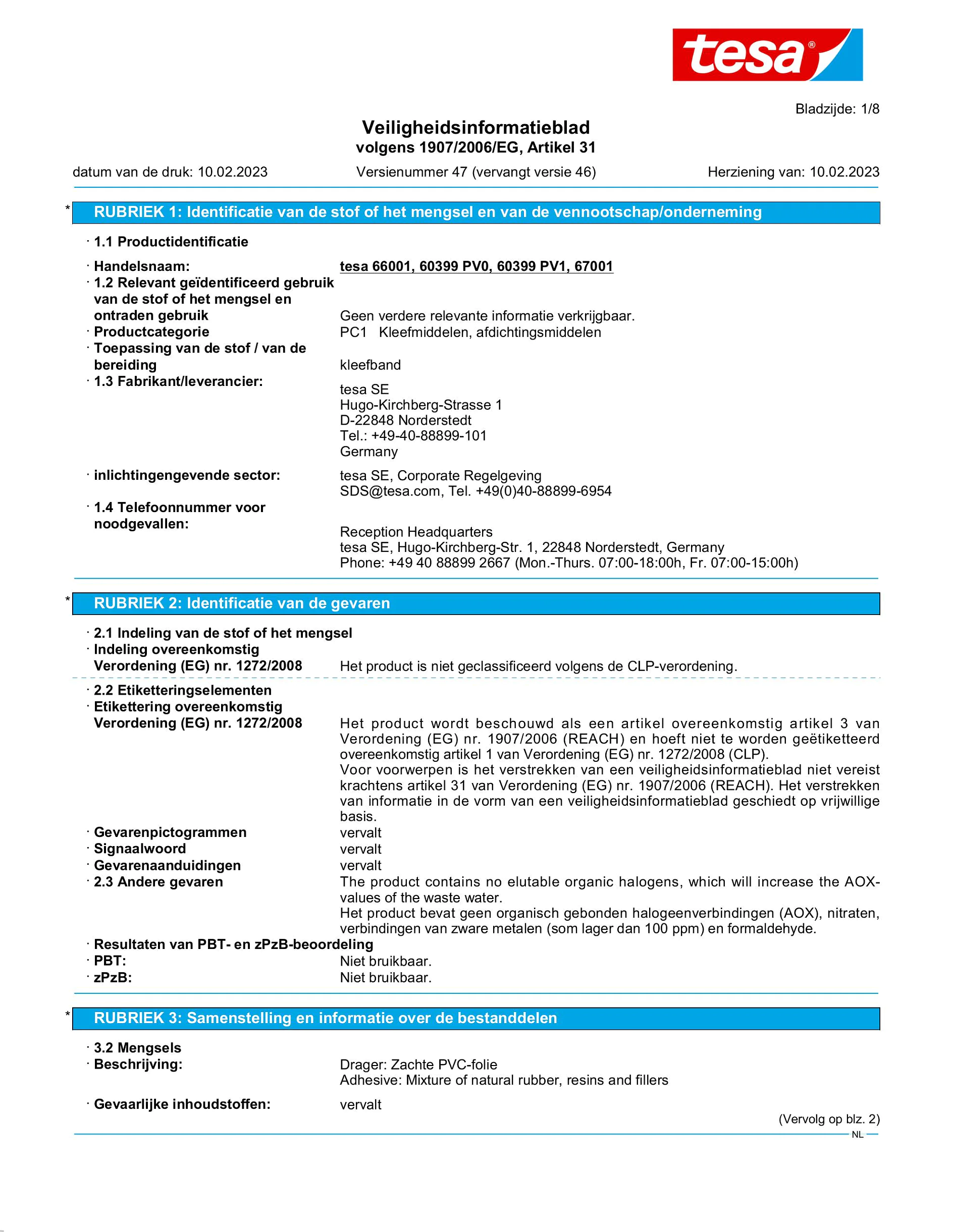 Safety data sheet_tesa® Professional 66001_nl-NL_v47