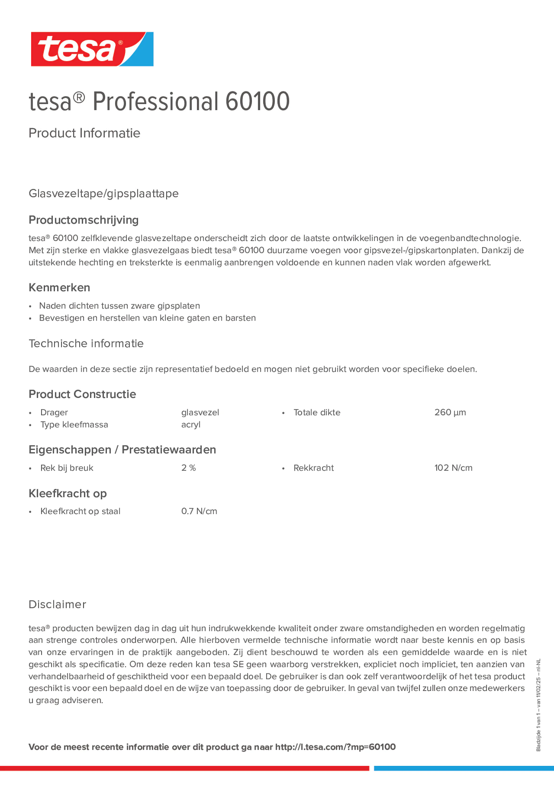 Product information_tesa® Professional 60100_nl-NL