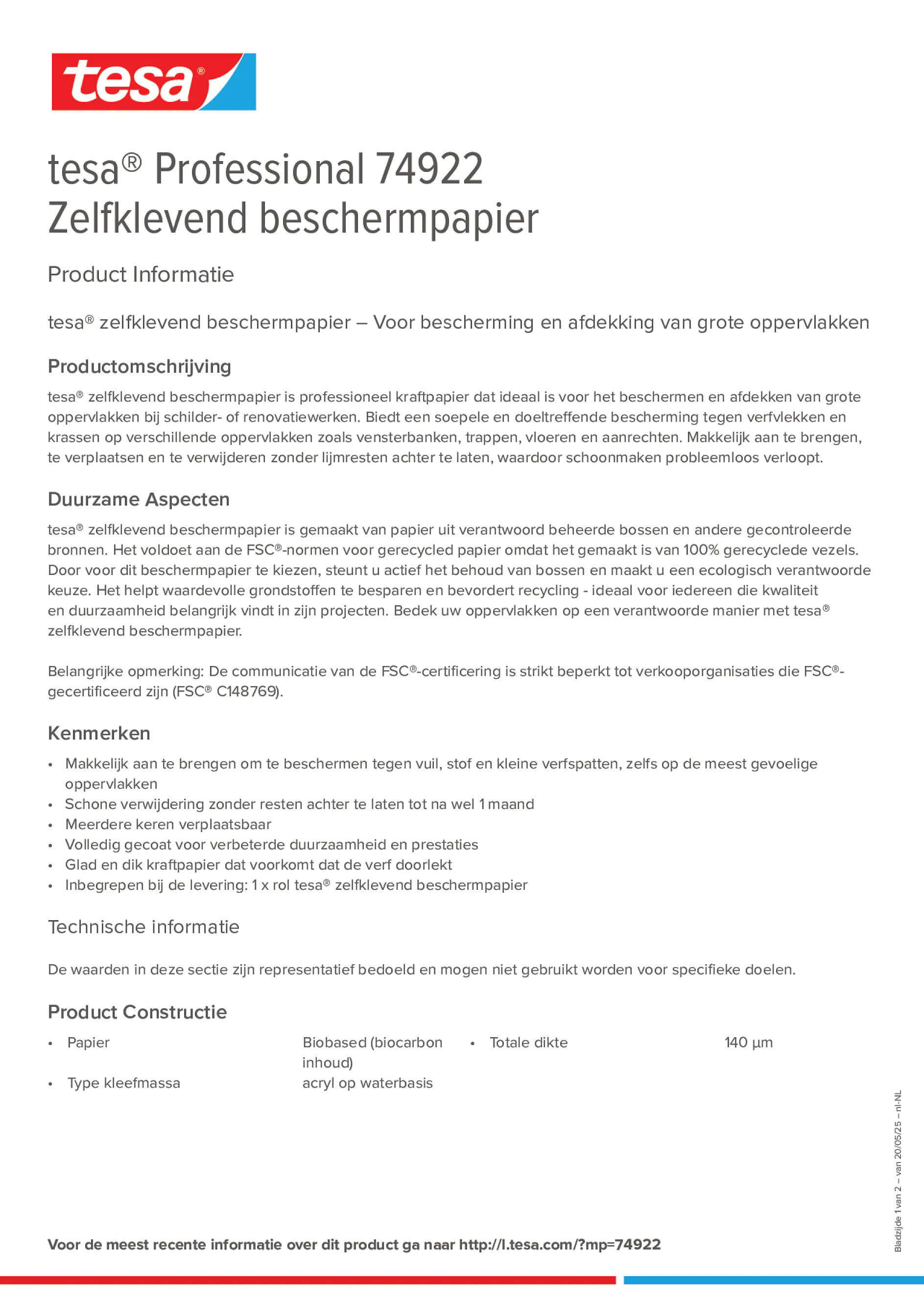 Product information_tesa® Professional 74922_nl-NL