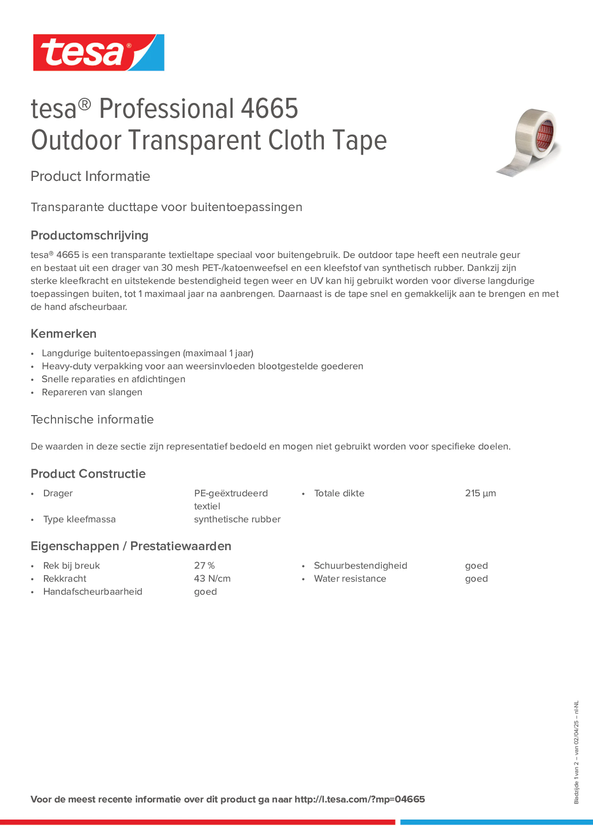 Product information_tesa® Professional 04665_nl-NL
