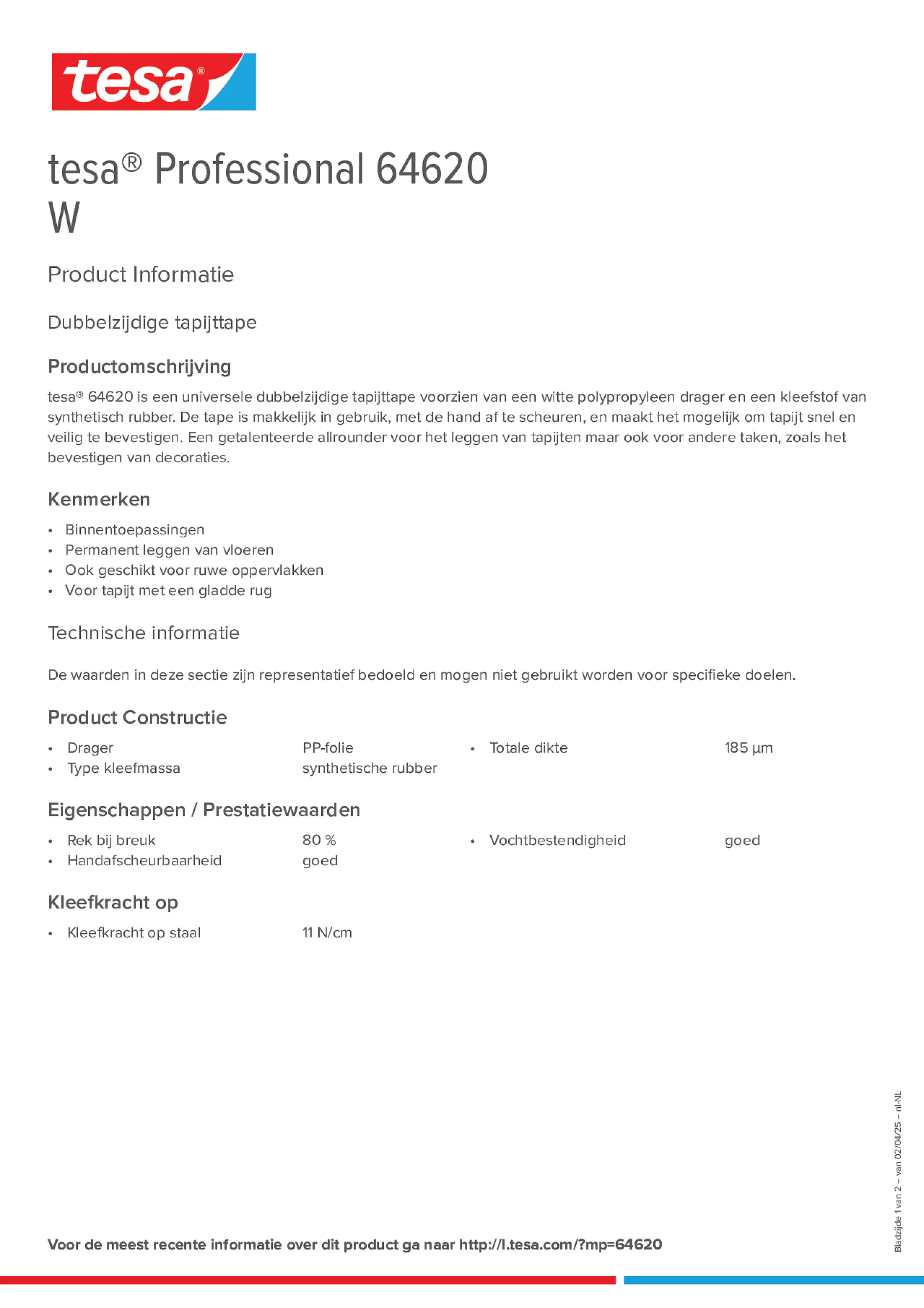 Product information_tesa® Professional 64620_nl-NL