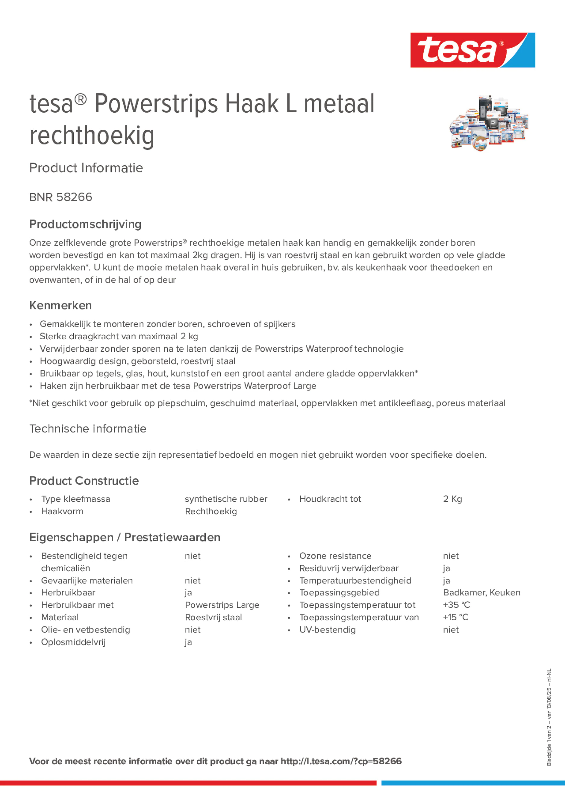 Product information_tesa® Powerstrips 58266_nl-NL Product information_tesa® Powerstrips 58266_nl-NL