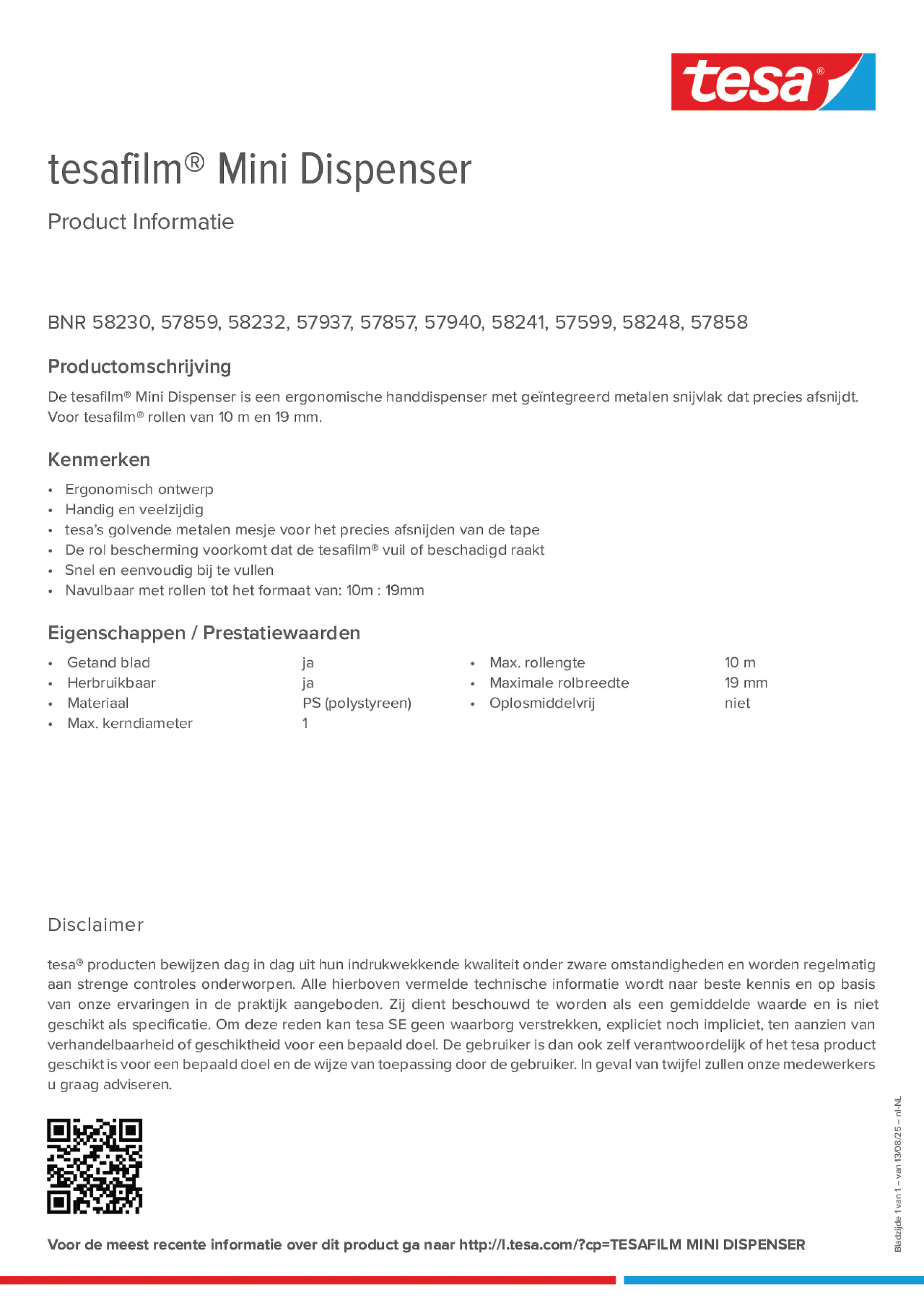 Product information_tesafilm® 57599_nl-NL Product information_tesafilm® 57599_nl-NL
