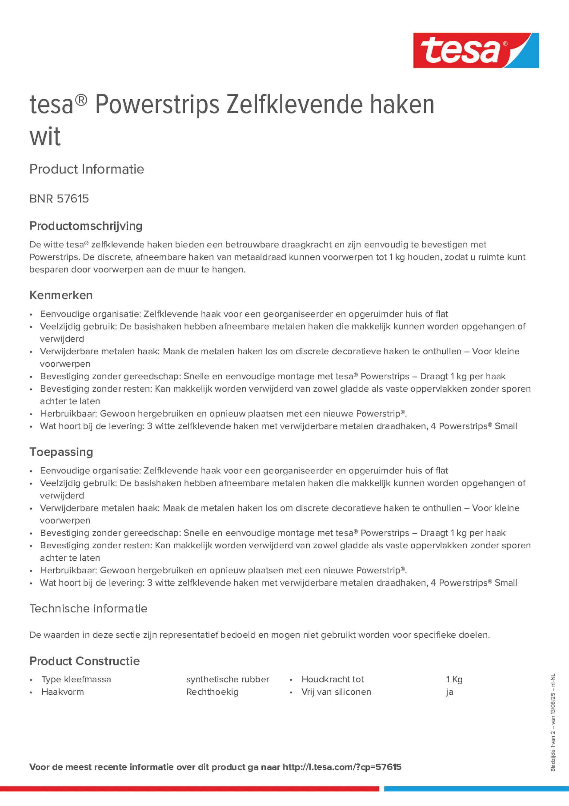 Product information_tesa® Powerstrips 57615_nl-NL Product information_tesa® Powerstrips 57615_nl-NL