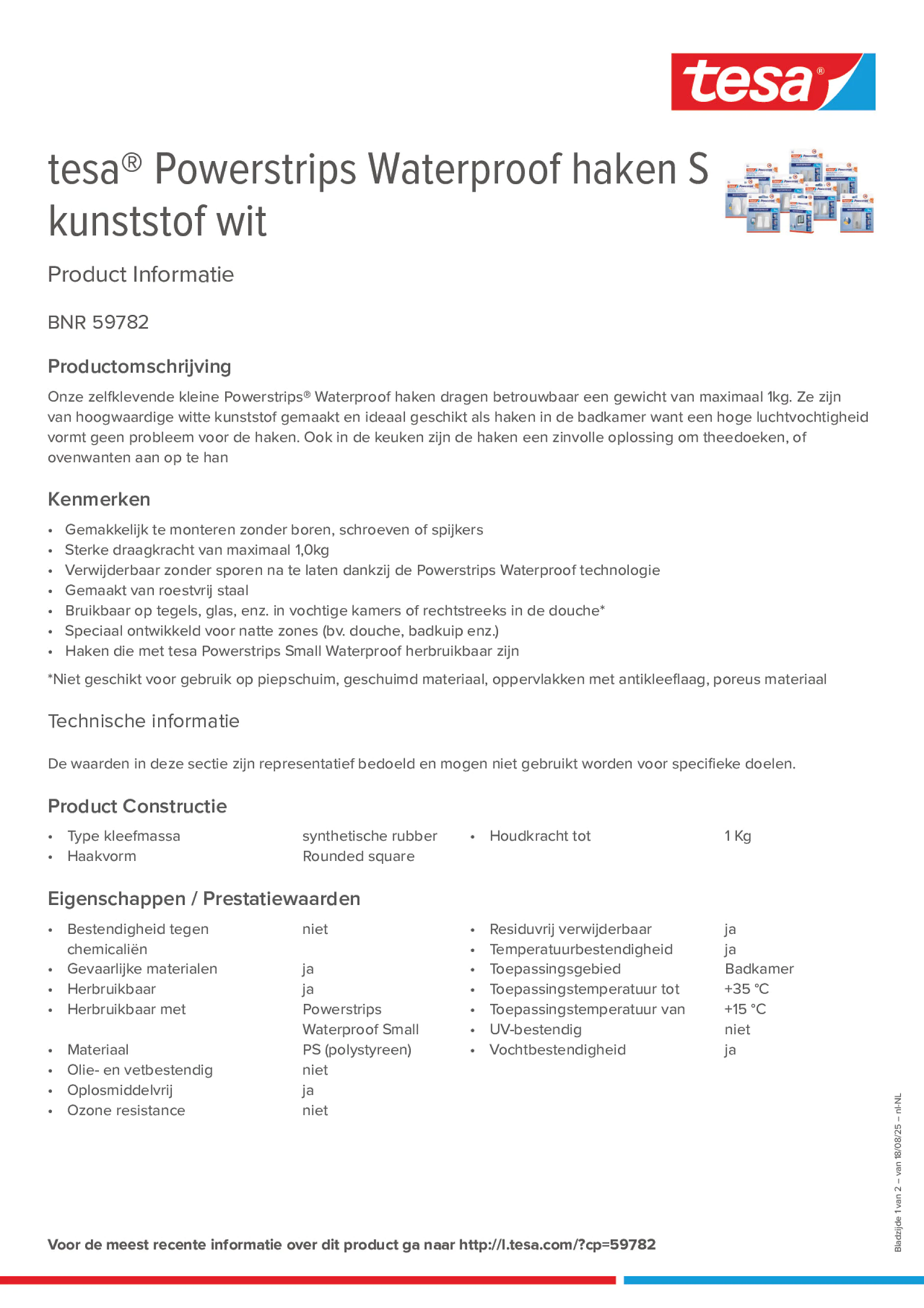 Product information_tesa® Powerstrips 59782_nl-NL Product information_tesa® Powerstrips 59782_nl-NL