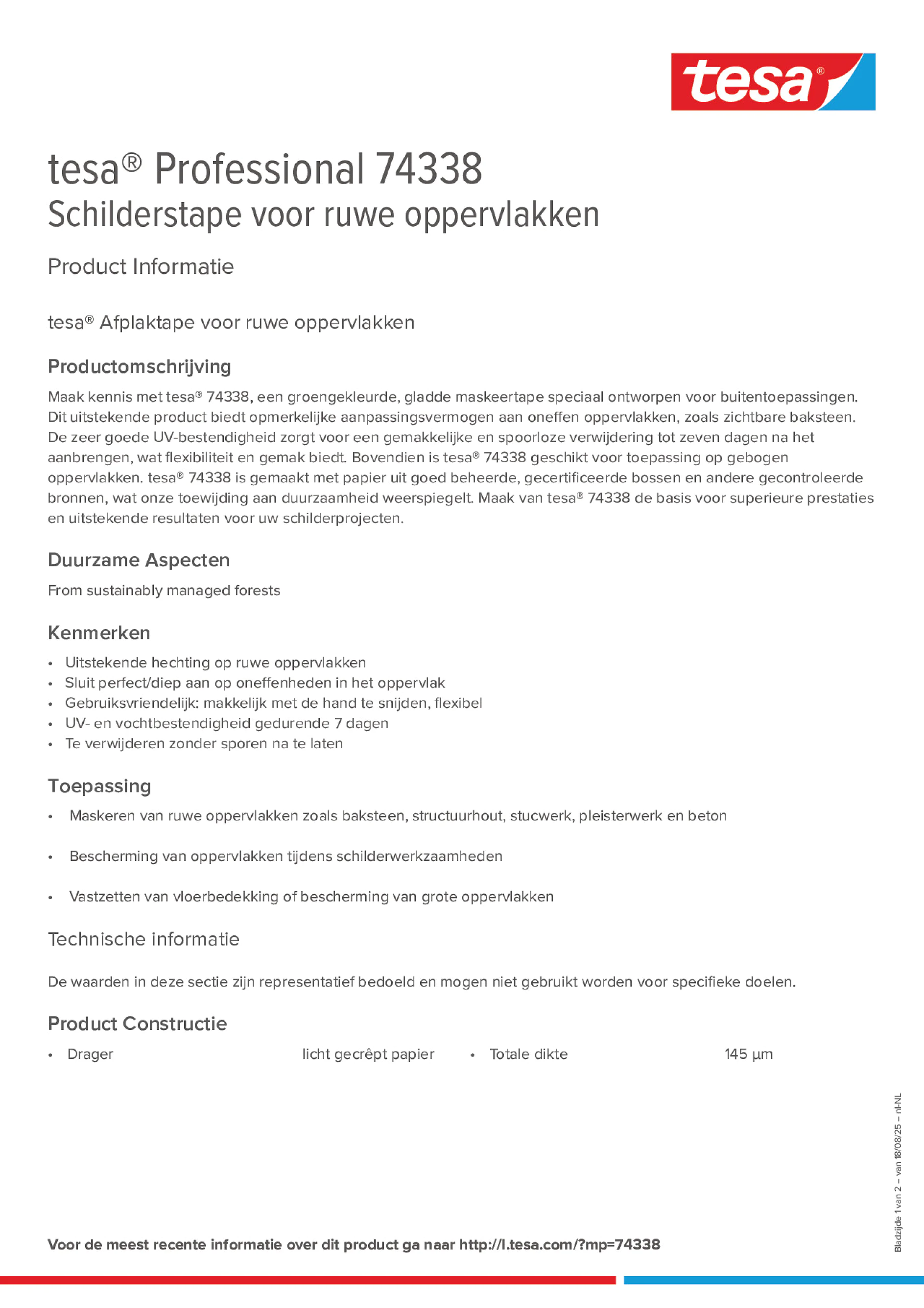 Product information_tesa® Professional 74338_nl-NL