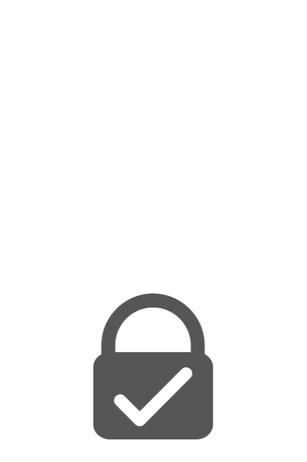 A gray padlock icon is displayed with a checkmark inside it. Above the padlock, there is an area of black that gradually fades to transparent. The design suggests a concept of secure and verified access or protection. (This text has been generated by AI)