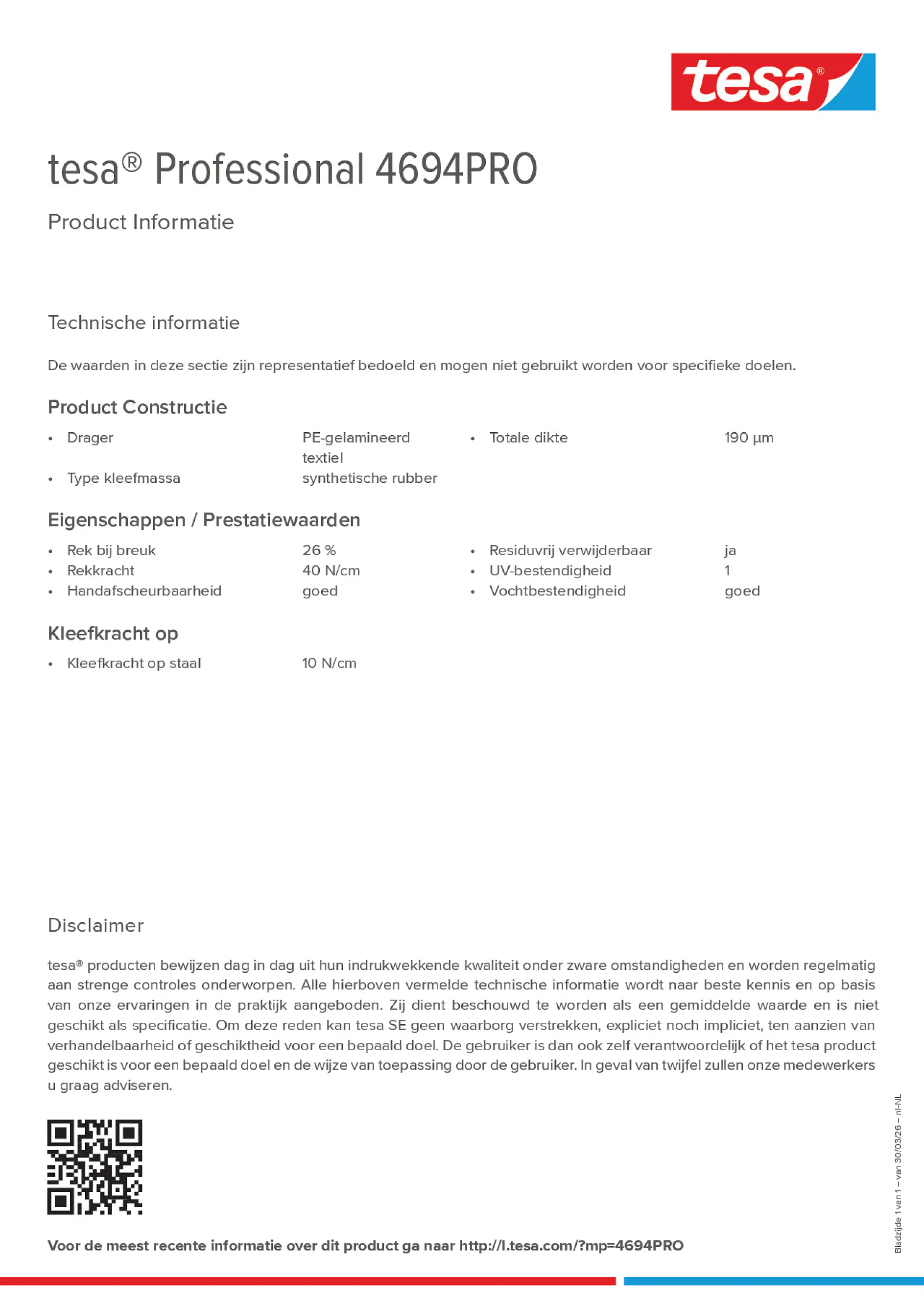 Product information_tesa® Professional 4694PRO_nl-NL