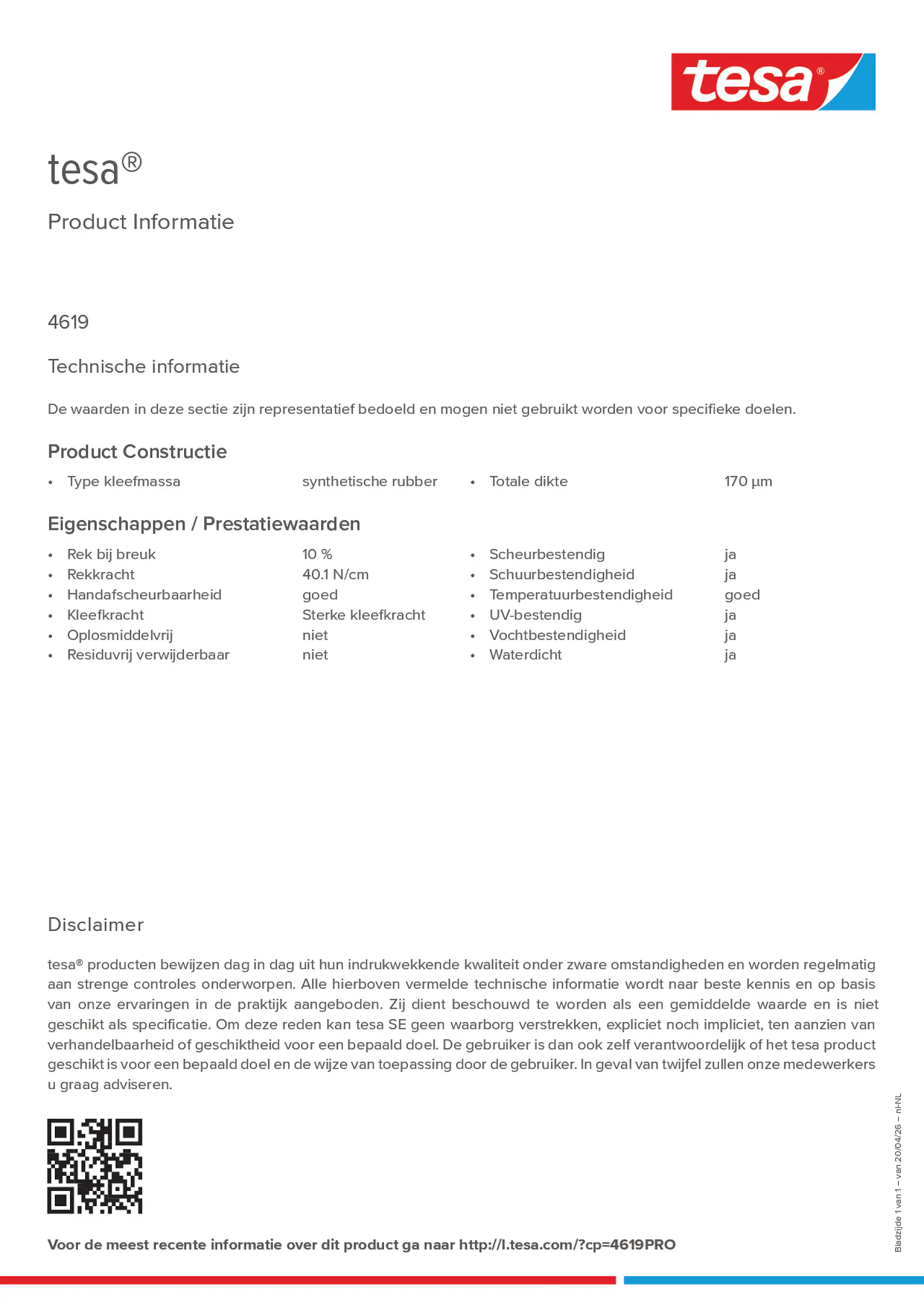 Product information_tesa® 4619PRO_nl-NL