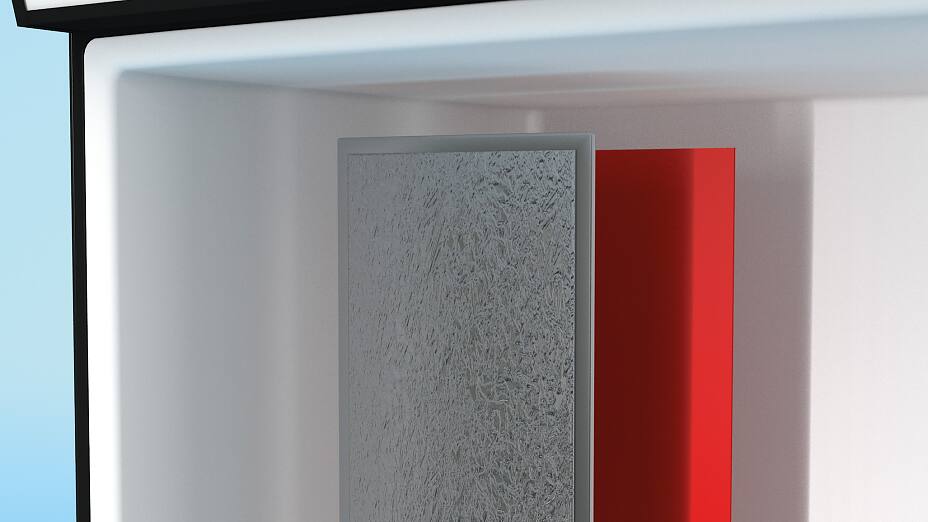 Próżniowe panele izolacyjne trzeba umieszczać na ściankach bocznych i drzwiach lodówek i zamrażarek. Jednym z najskuteczniejszych sposobów jest mocowanie ich do powierzchni taśmą dwustronną.