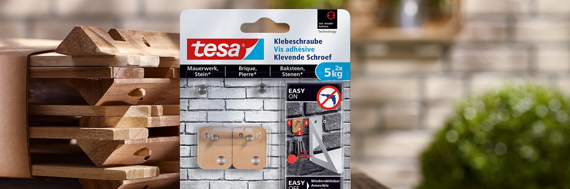 Jak stosować śrubę samoprzylepną prostokątną tesa® 5kg, cegła i beton