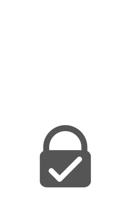 A gray padlock icon is displayed with a checkmark inside it. Above the padlock, there is an area of black that gradually fades to transparent. The design suggests a concept of secure and verified access or protection. (This text has been generated by AI)