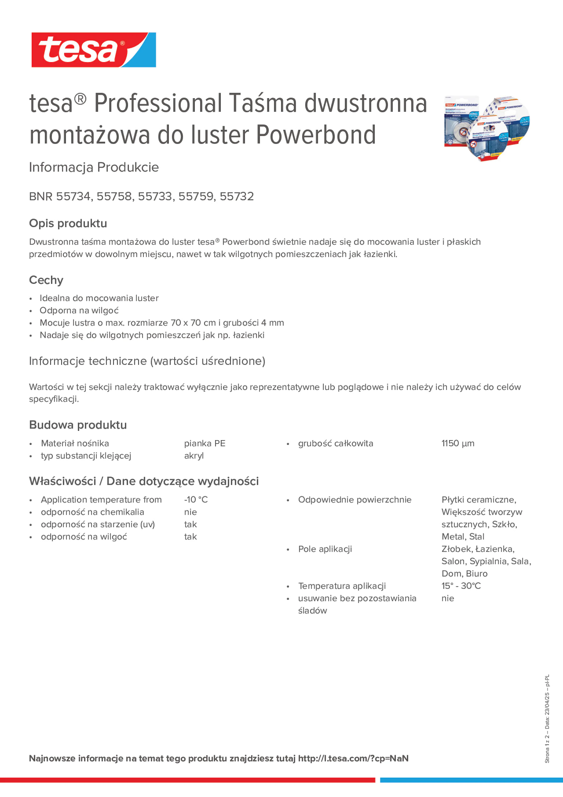 Product information_tesa® Professional 55733_pl-PL