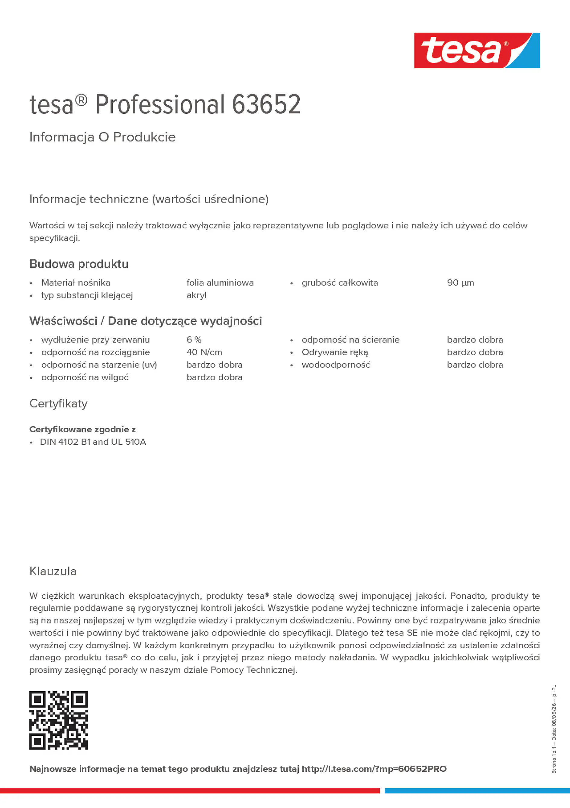 Product information_tesa® Professional 63652_pl-PL