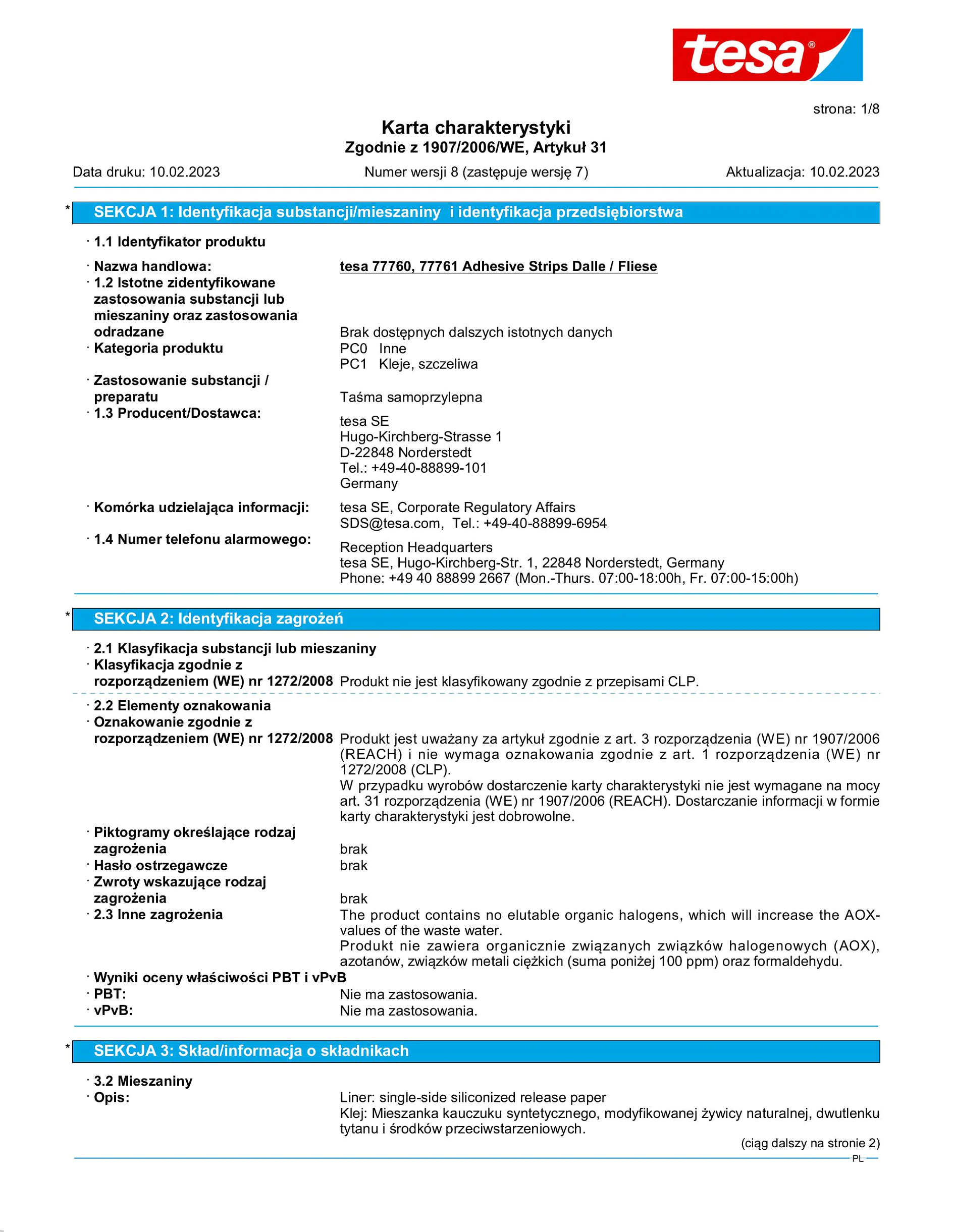 Safety data sheet_tesa® 77761_pl-PL_v8