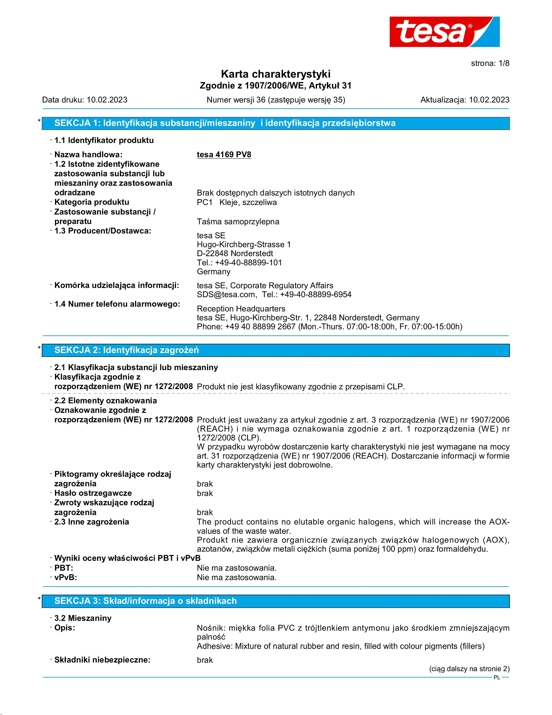 Safety data sheet_tesa® Professional 4169_pl-PL_v36