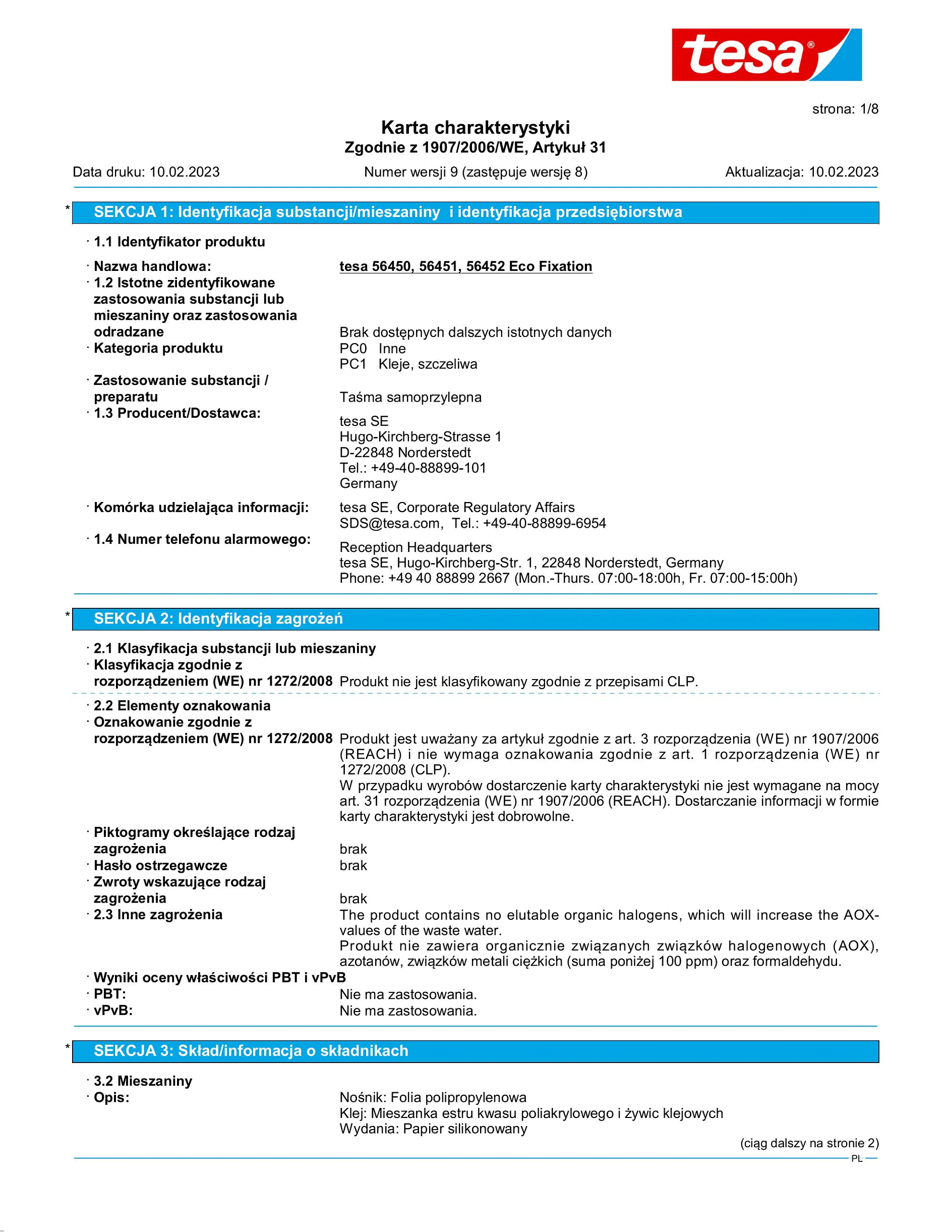 Safety data sheet_tesa® 56450_pl-PL_v9
