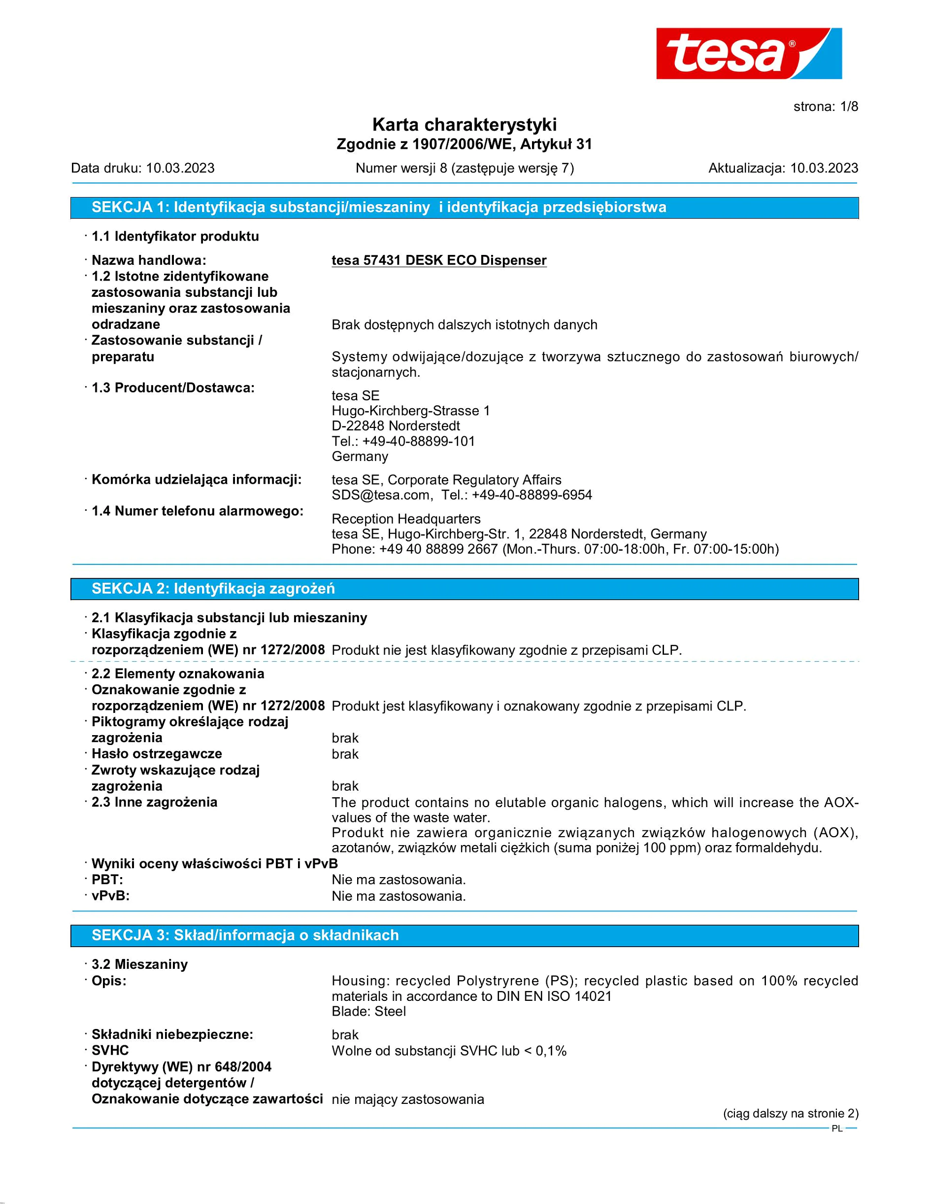 Safety data sheet_tesa® Easy Cut 57431_pl-PL_v8